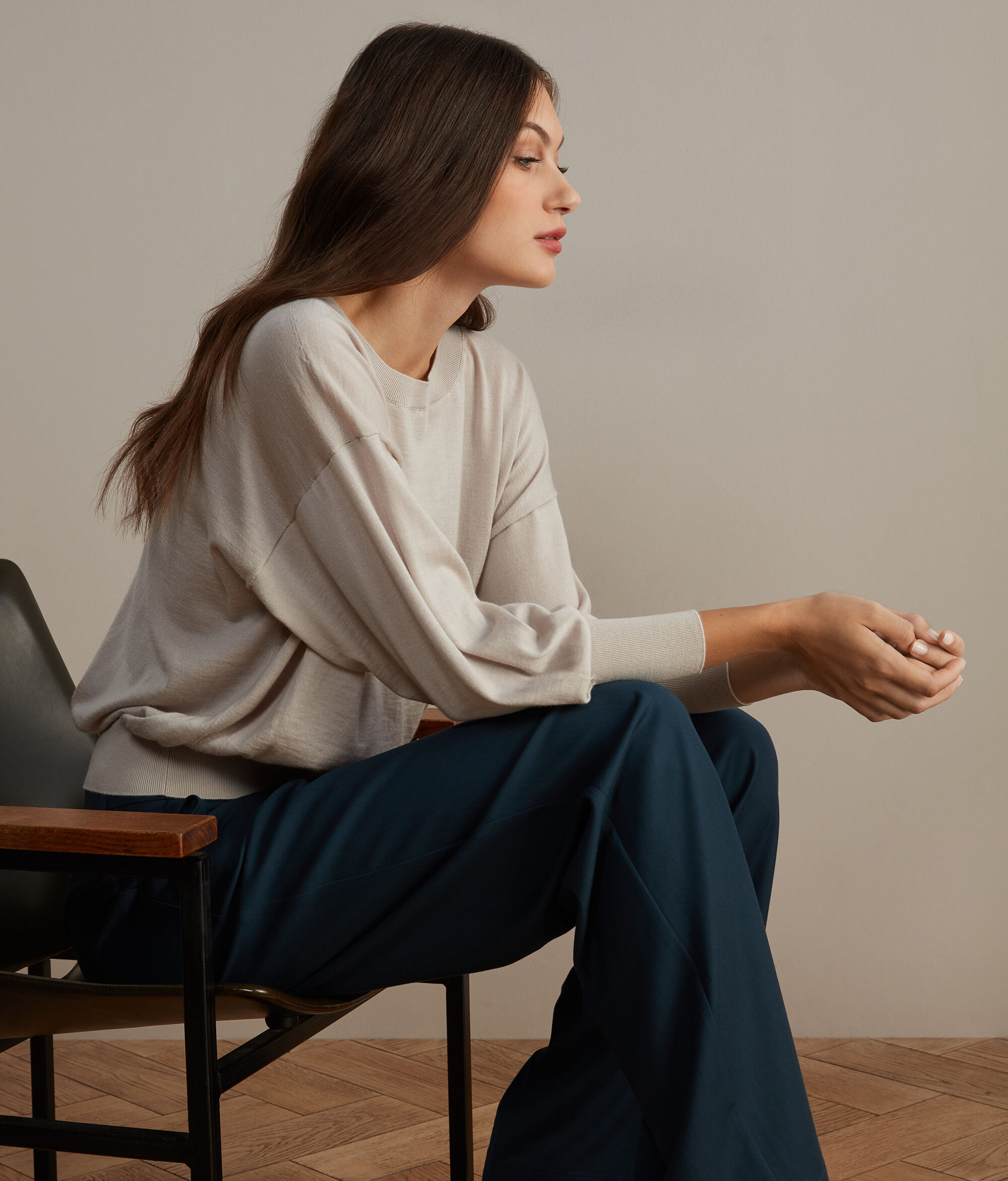 Cashmere Sweater with Ample Sleeves