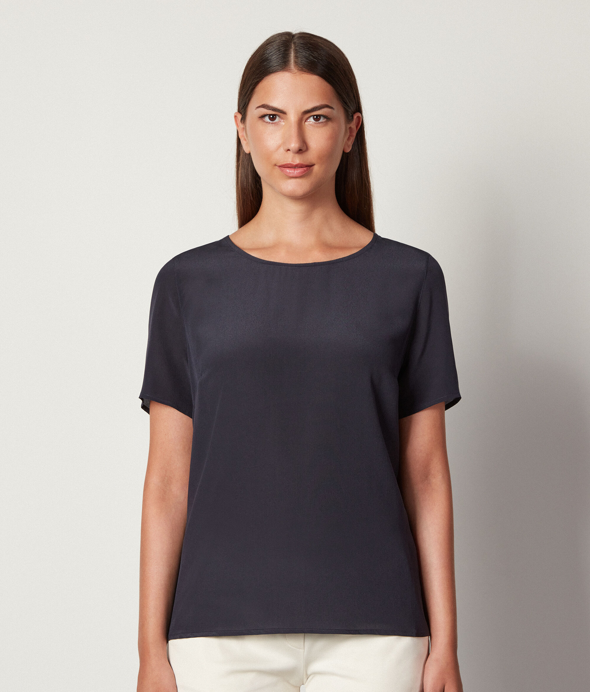 T-shirt με Στρογγυλή Λαιμόκοψη από Μετάξι