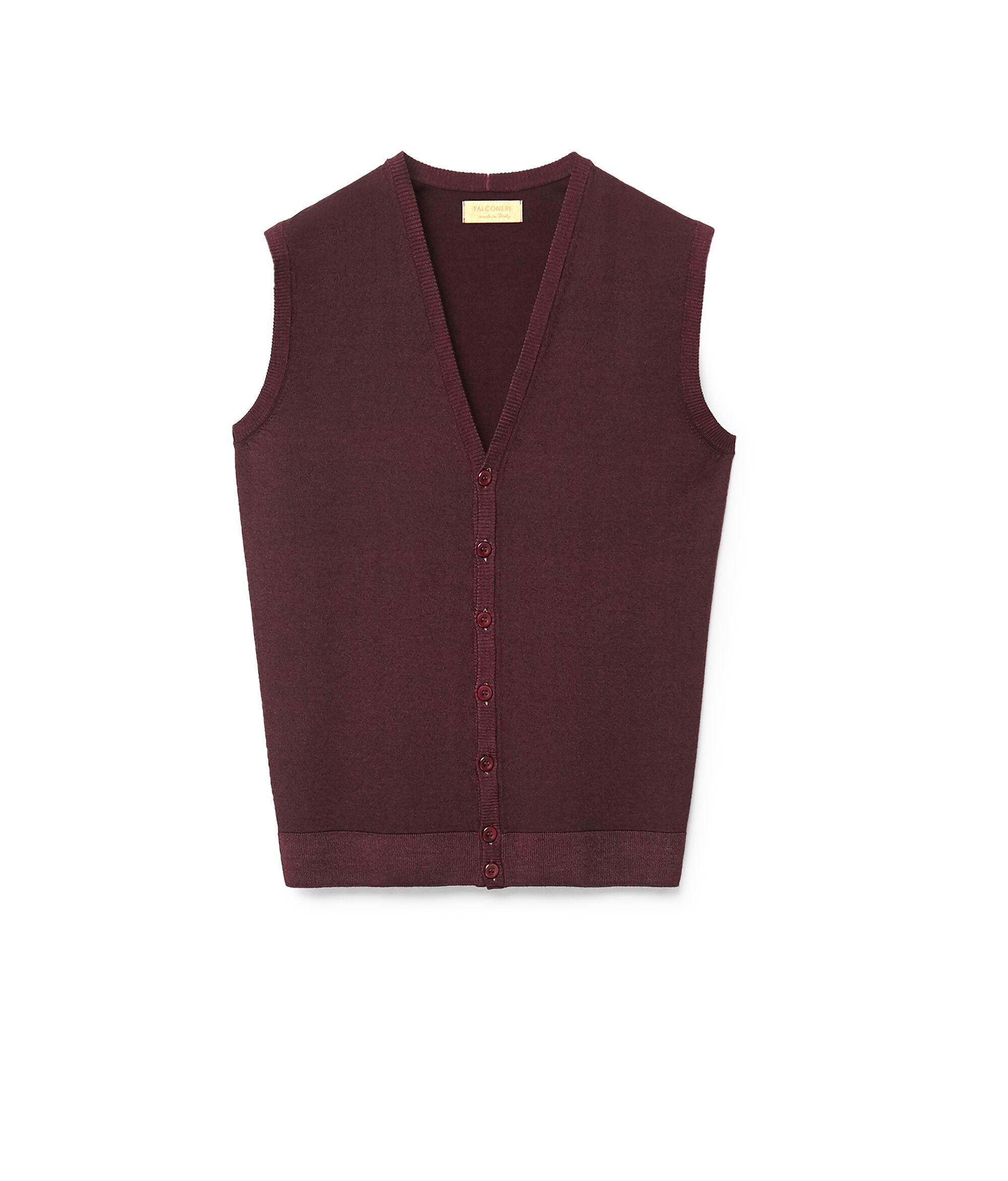 Gilet Cashmere Ultrafine Bottoni Colore Viola Melanzana
