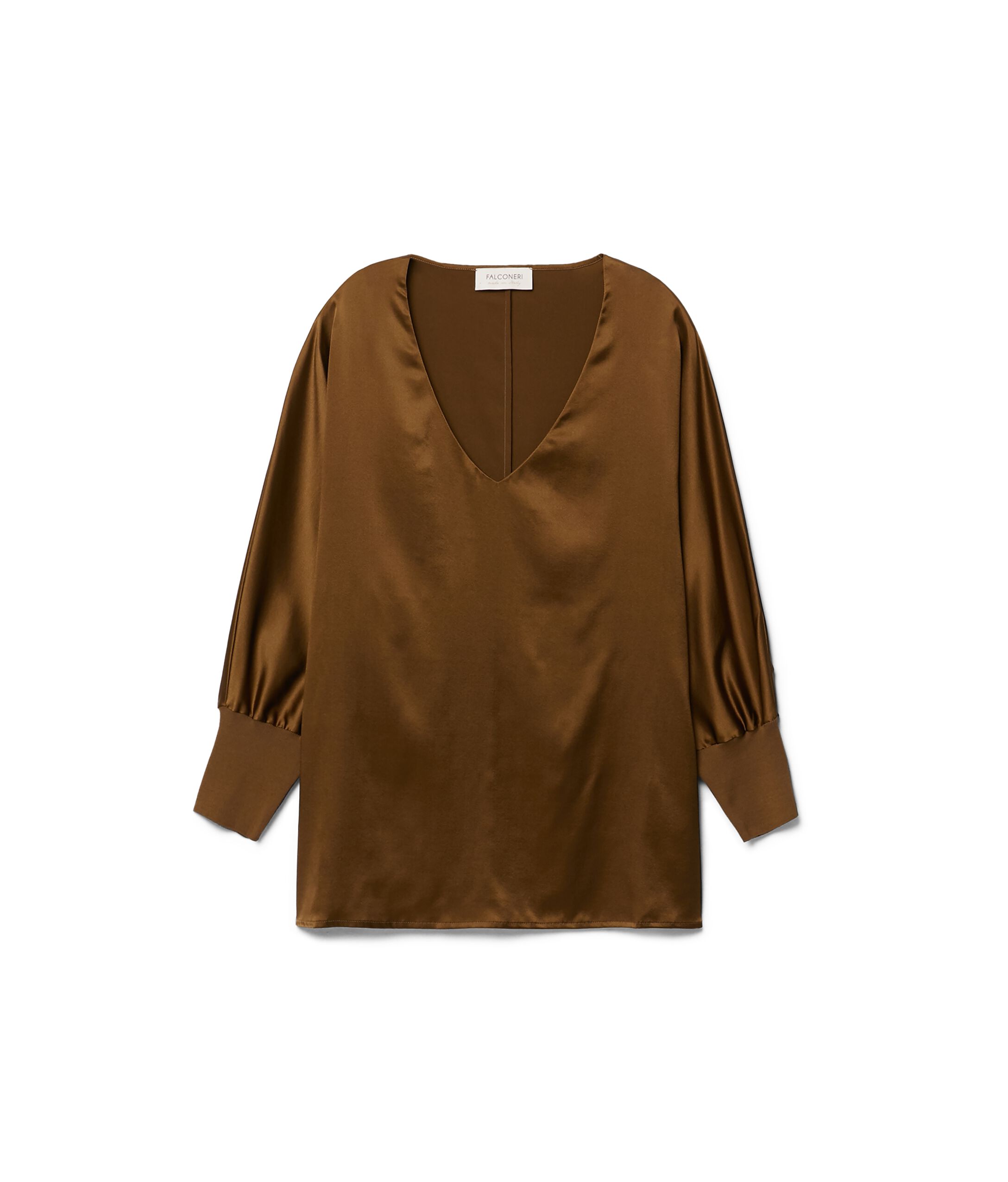 Μεταξωτή Μπλούζα με Λαιμόκοψη V