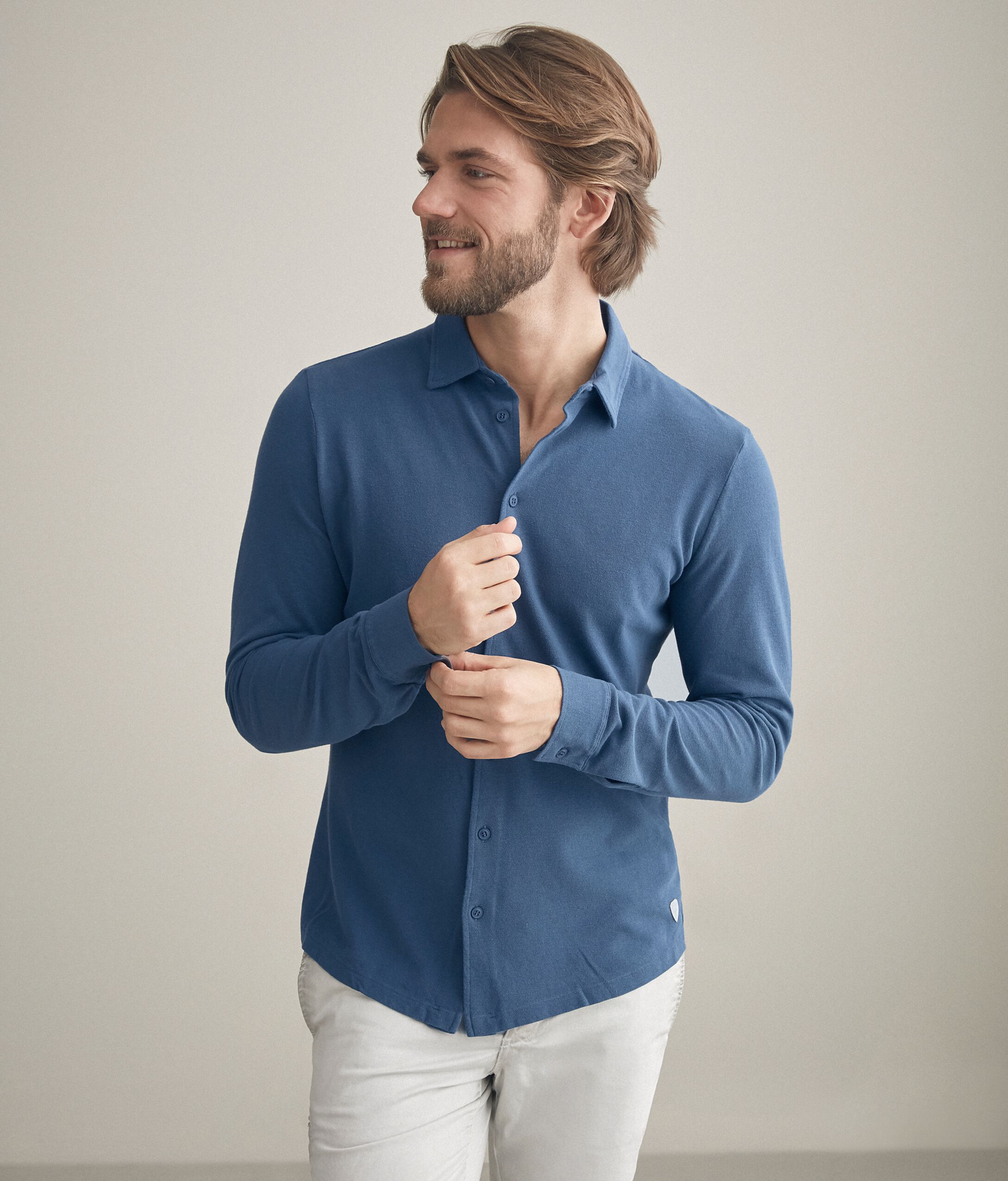 Camicia piquet cotone seta