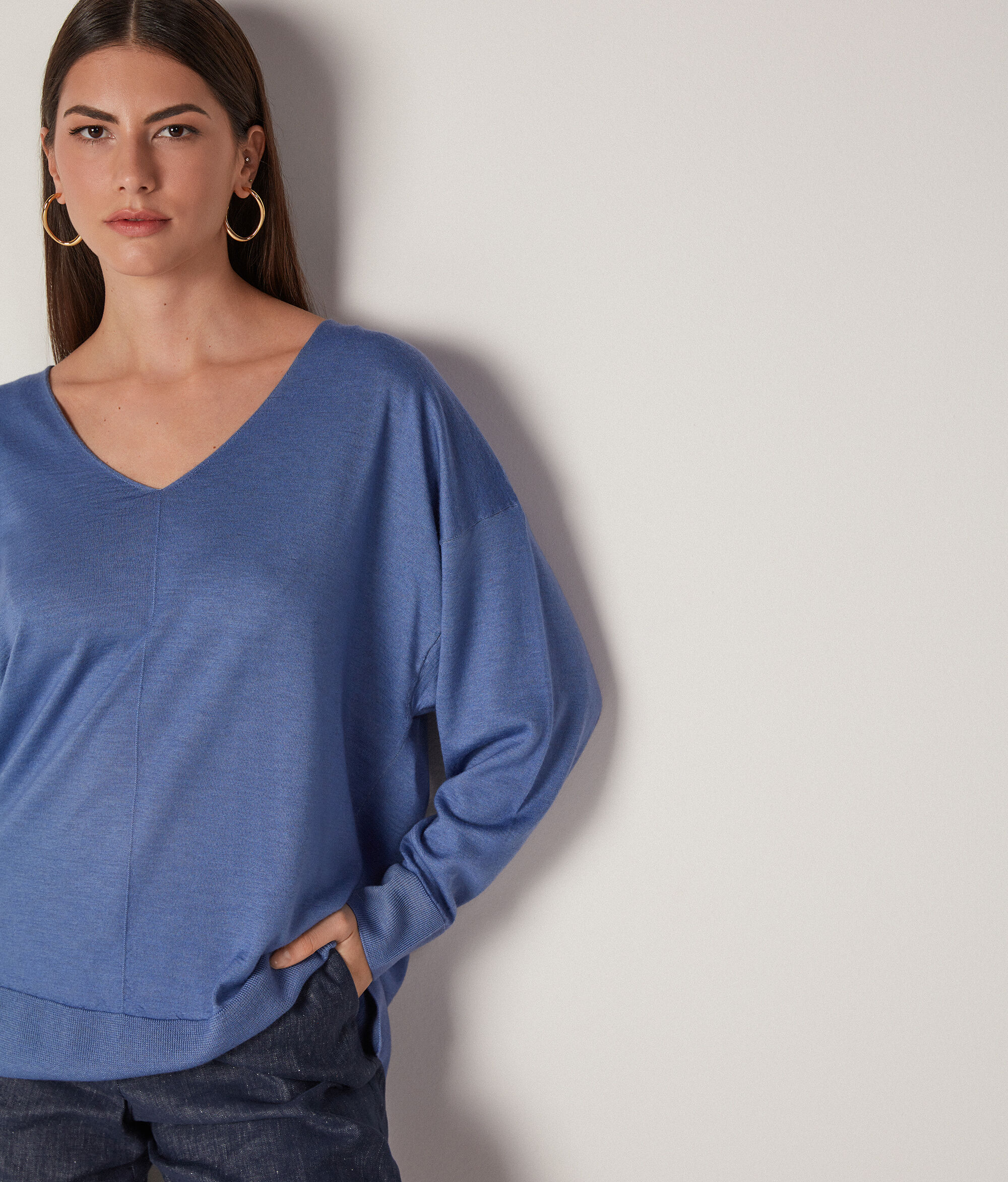 Ultrafine Cashmere V-Neck Maxi Jumper