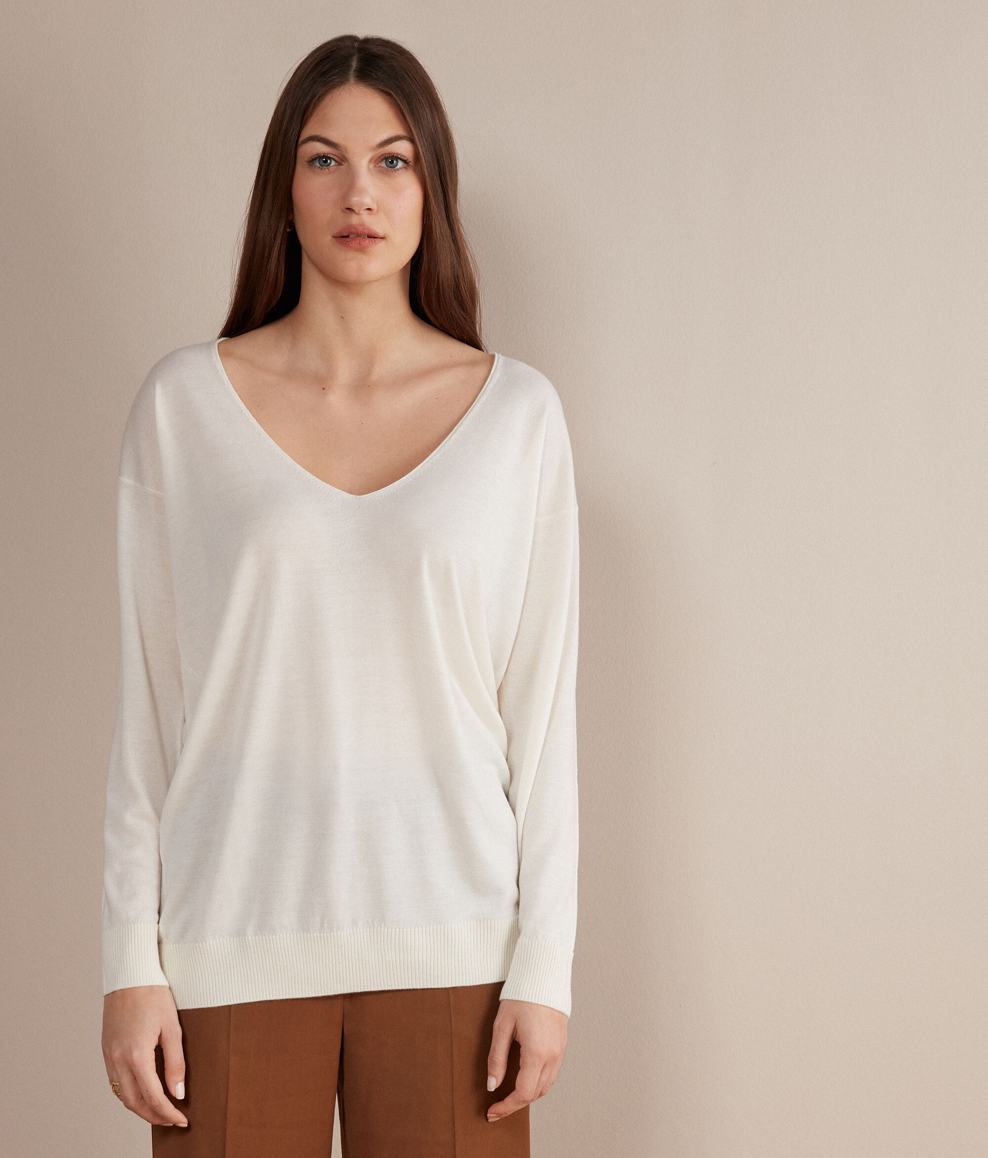 Pull large à col V en Cachemire ultra-fin