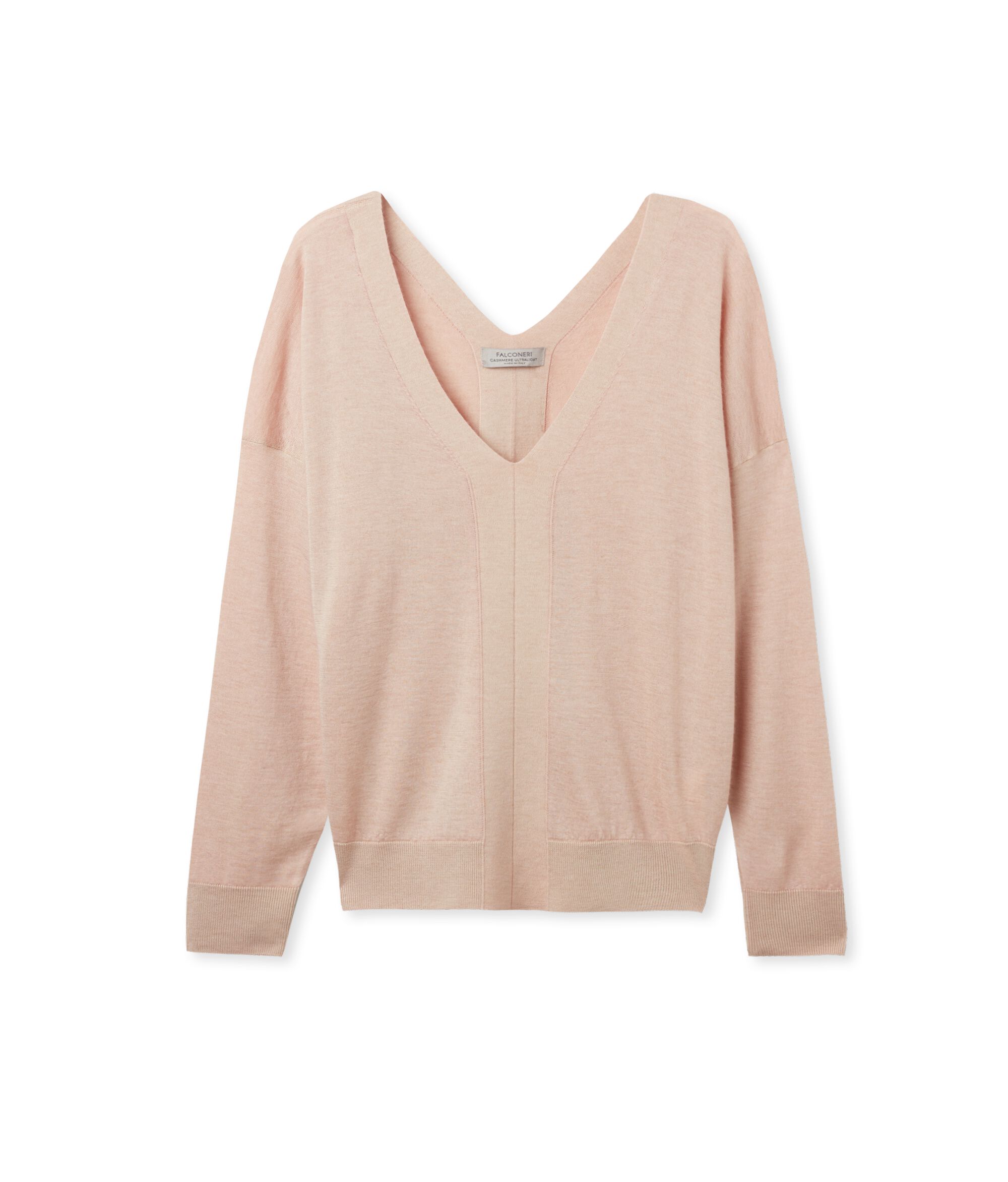 Pull à col V en cachemire ultra-fin Colore Thé rose teint en pièce