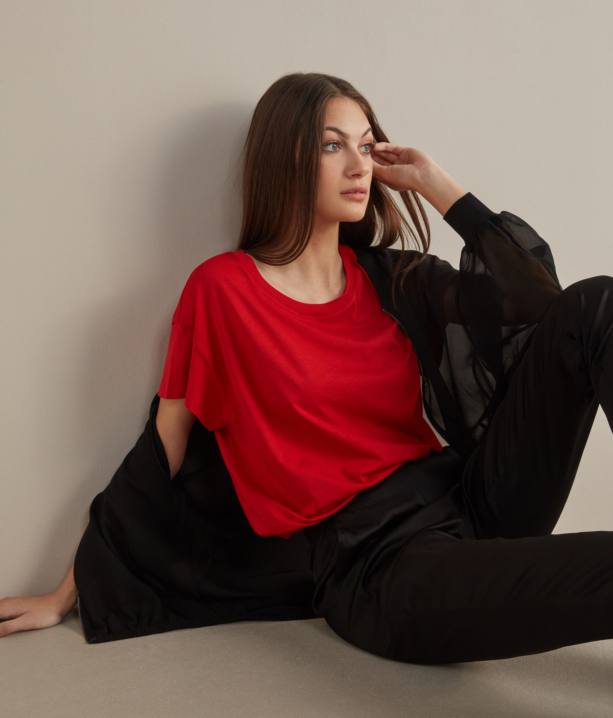 Camiseta con cuello redondo de seda fresh
