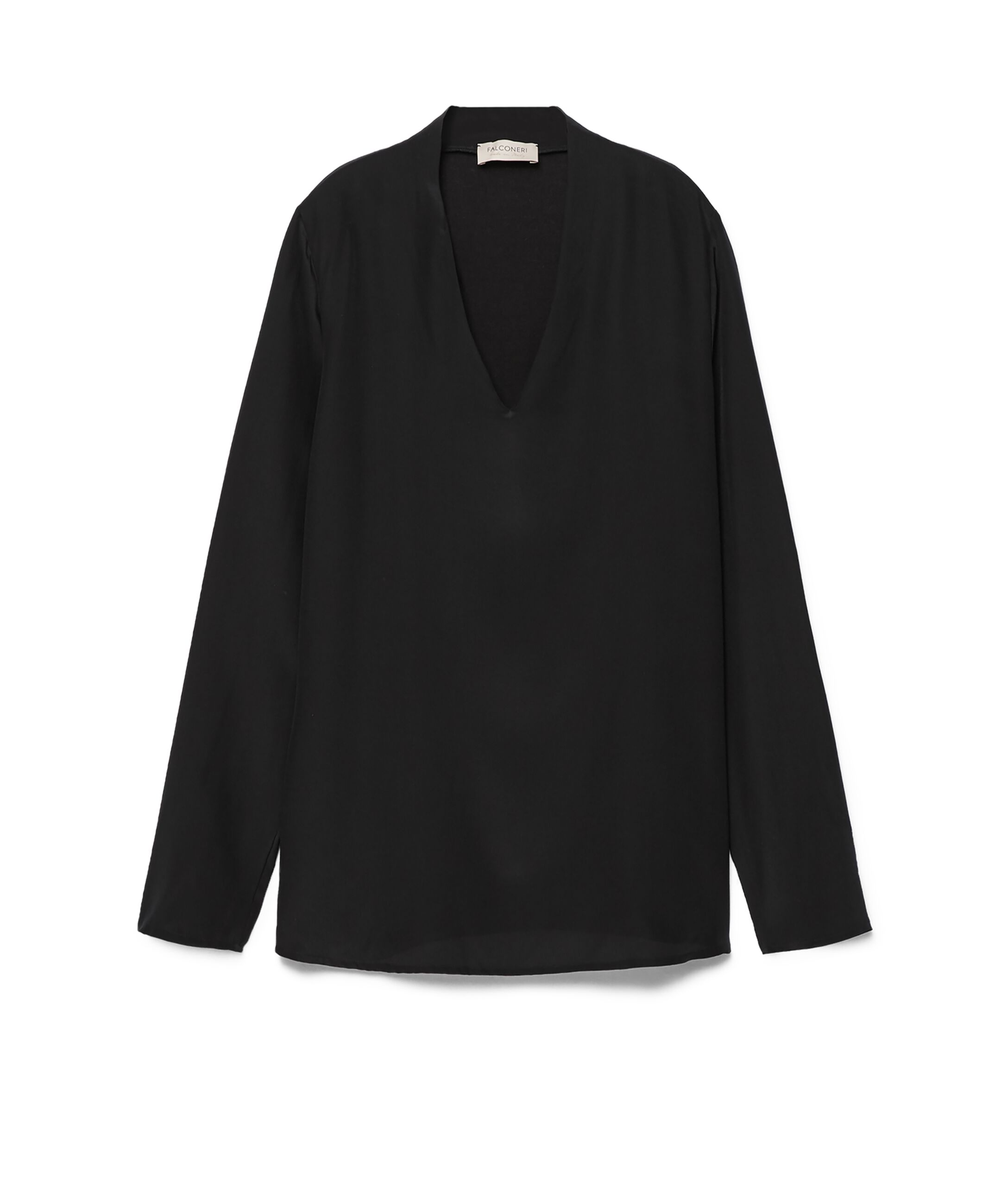 Blusa Scollo V Crepe de Chine Colore Nero