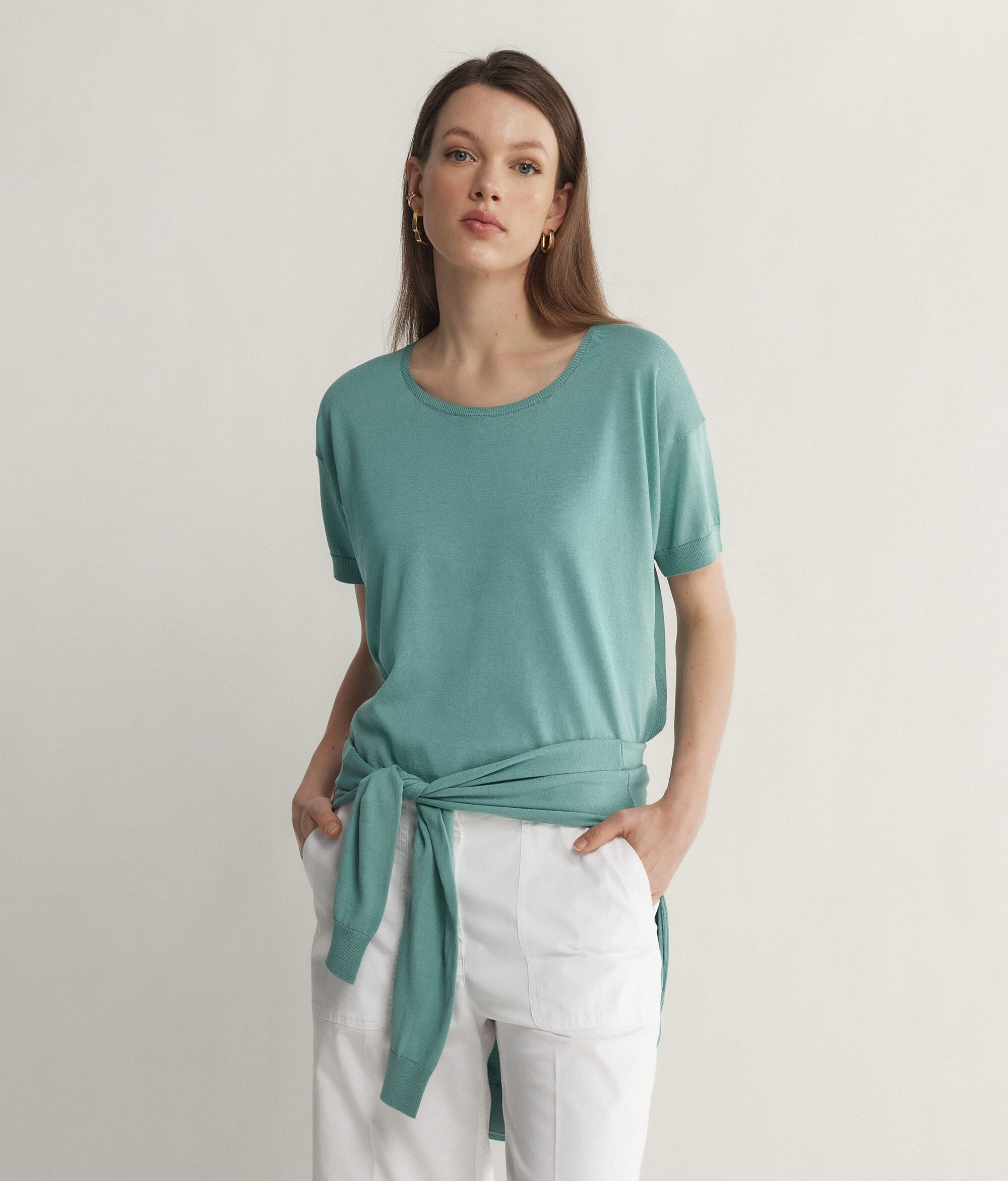 Maglia Girocollo in Seta e Cotone