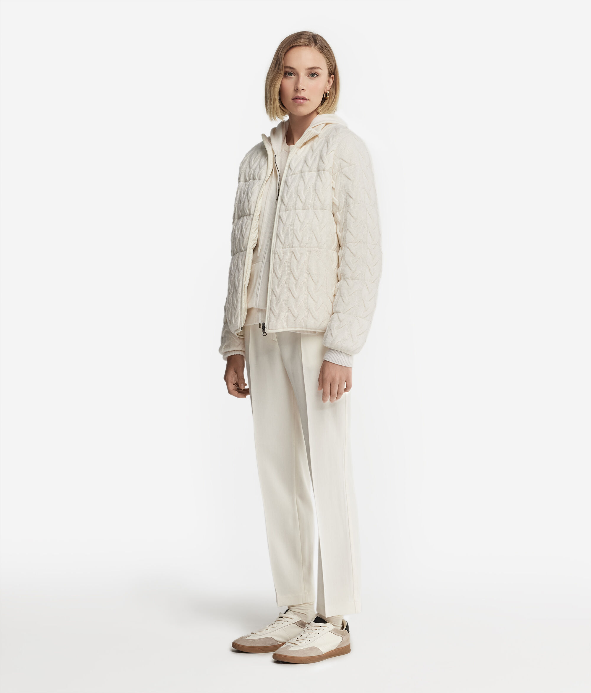 Piumino Reversibile con Motivo a Trecce in Cashmere