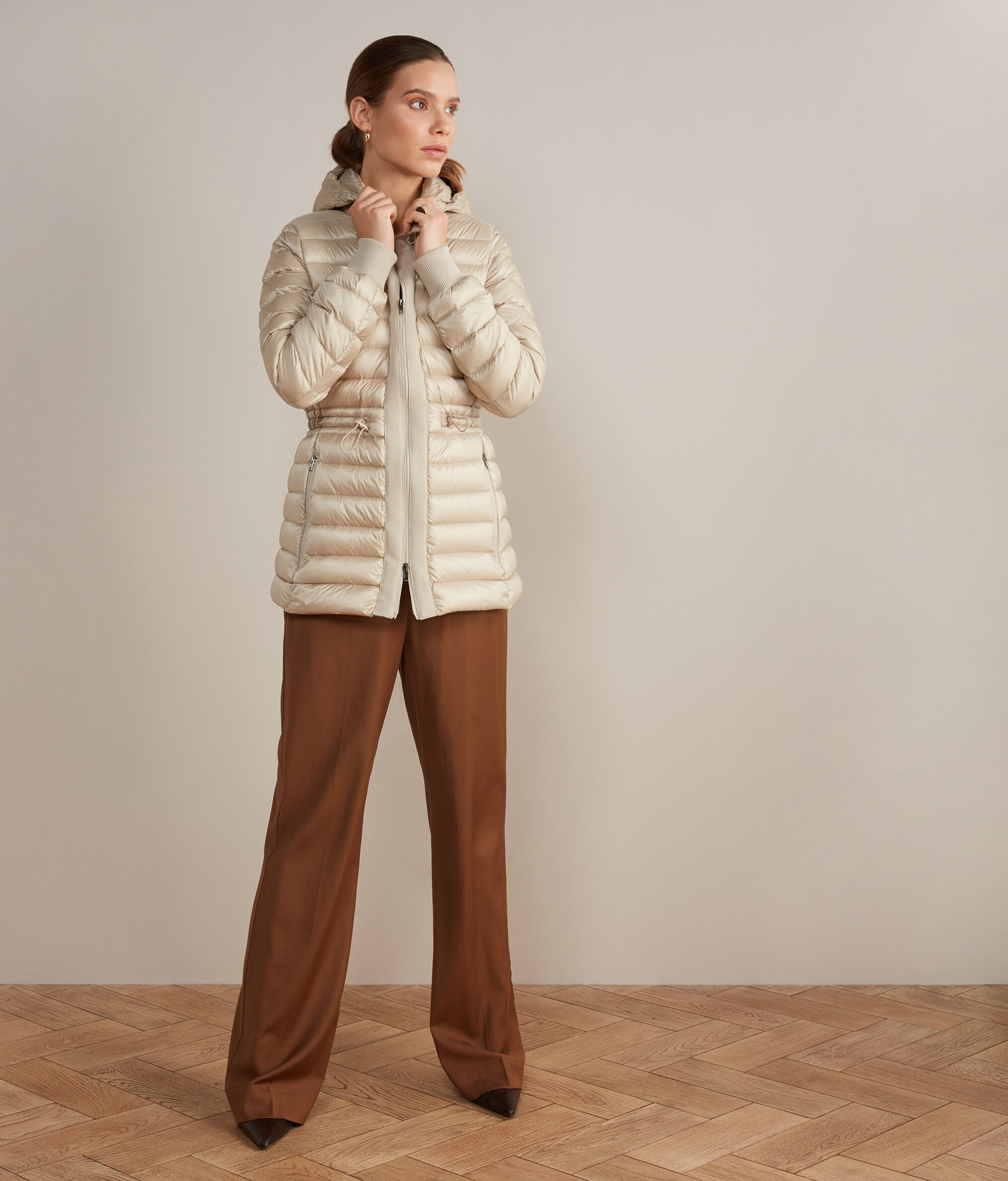 Down Jacket with Drawstring