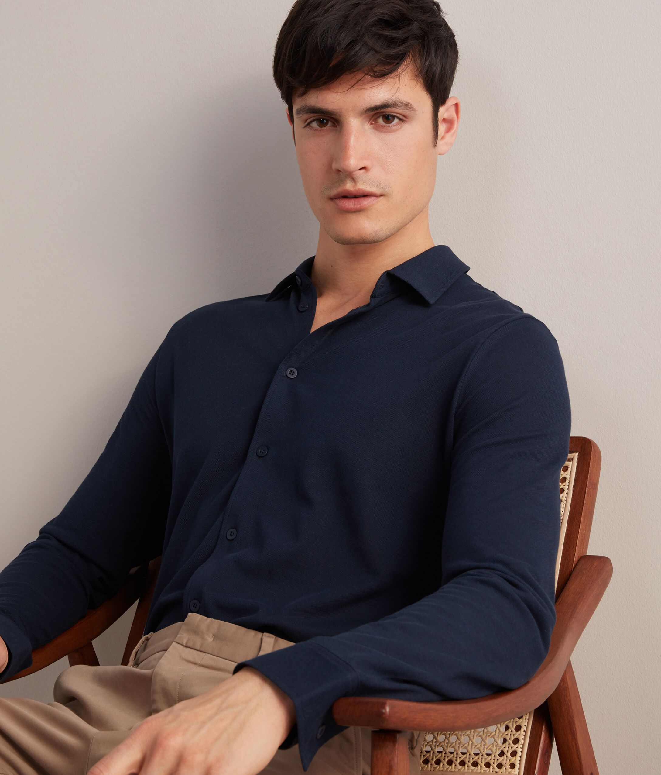 Camicia Piquet in Cotone e Seta