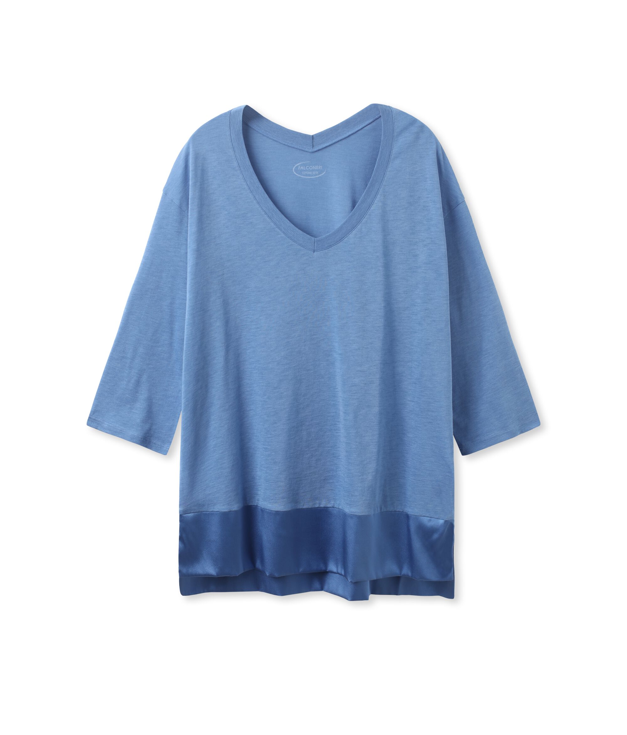 T-Shirt in Seta Fresh con Profilo in Raso