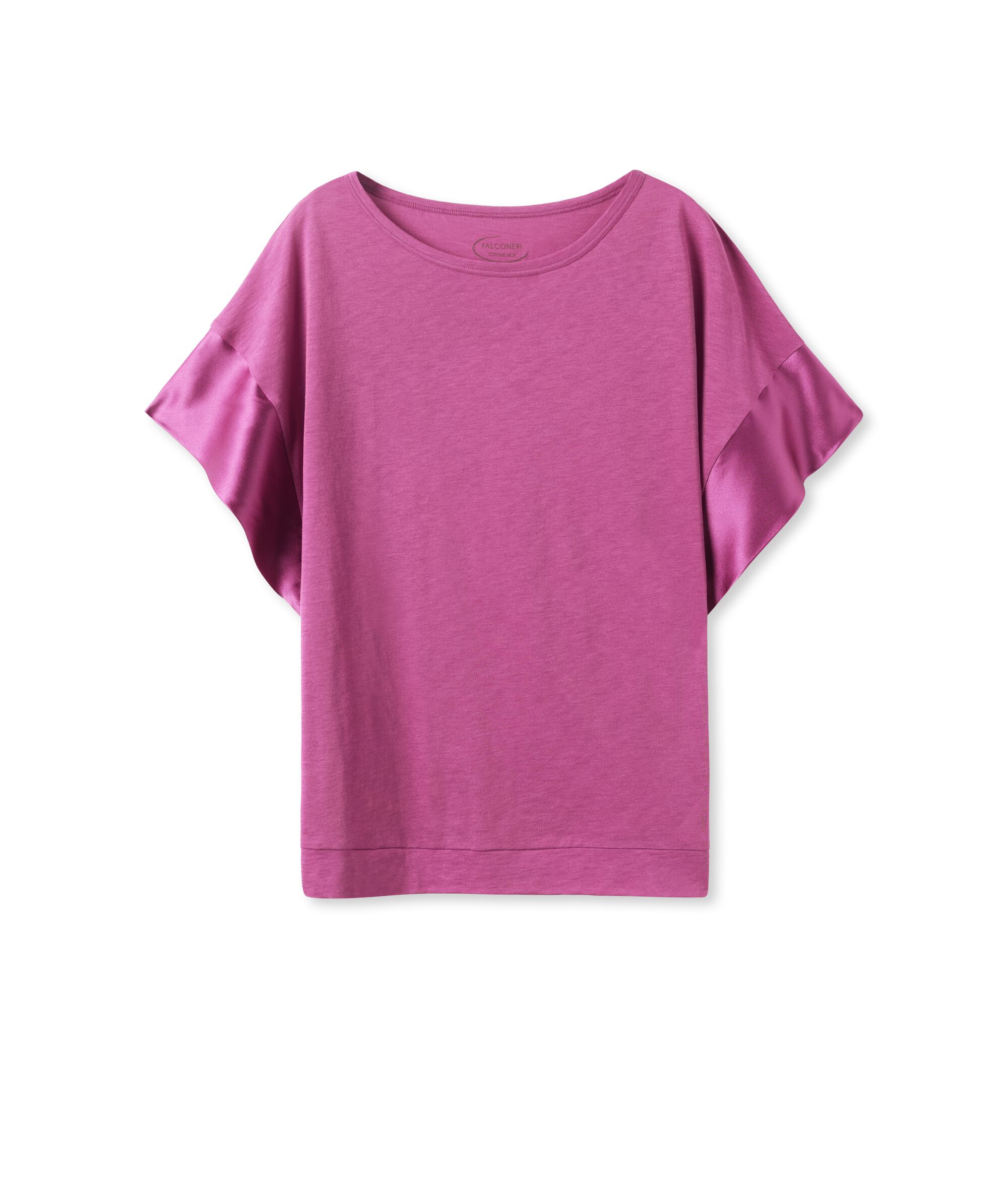 T-shirt en soie fraîche avec manches en satin