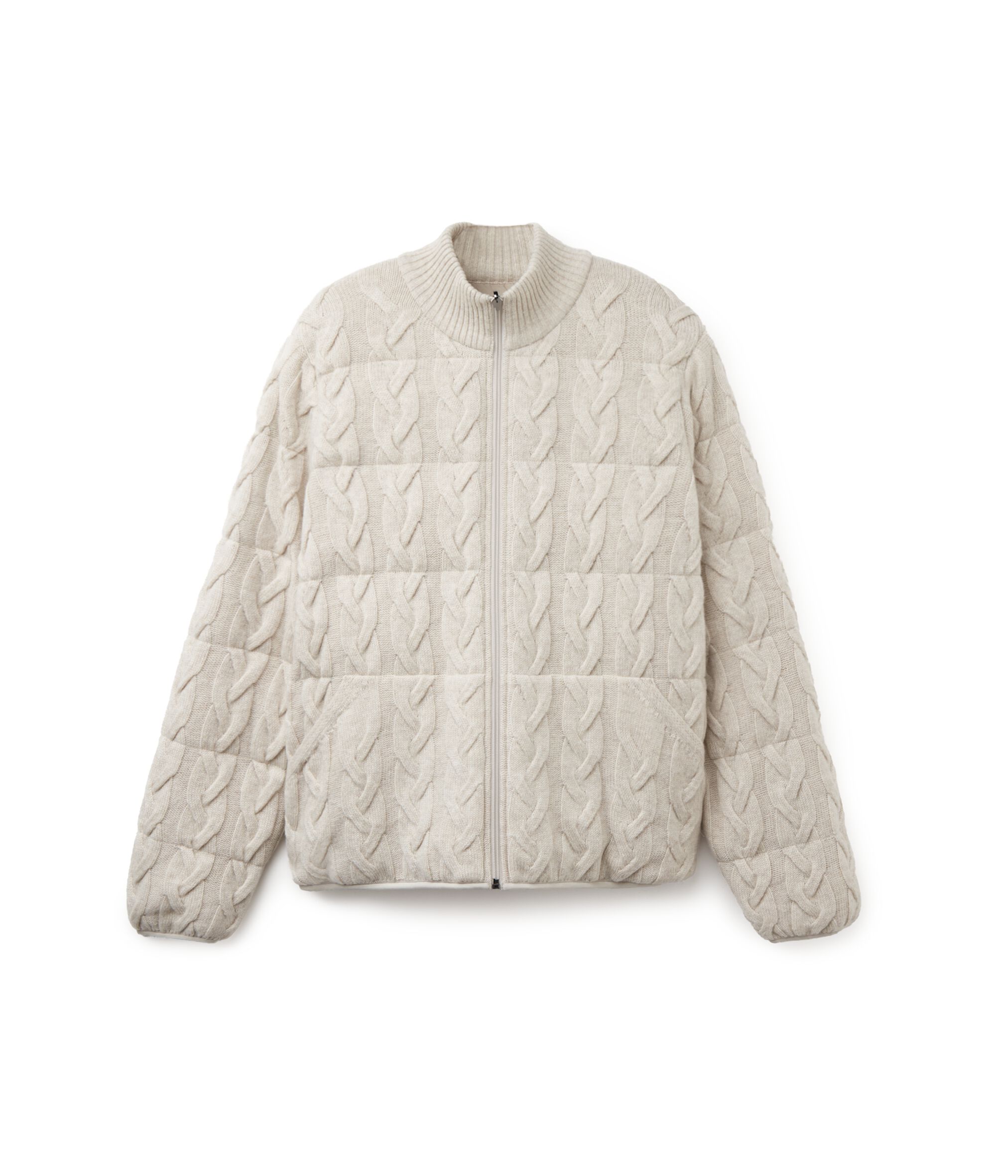 Piumino Reversibile con Motivo a Trecce in Cashmere