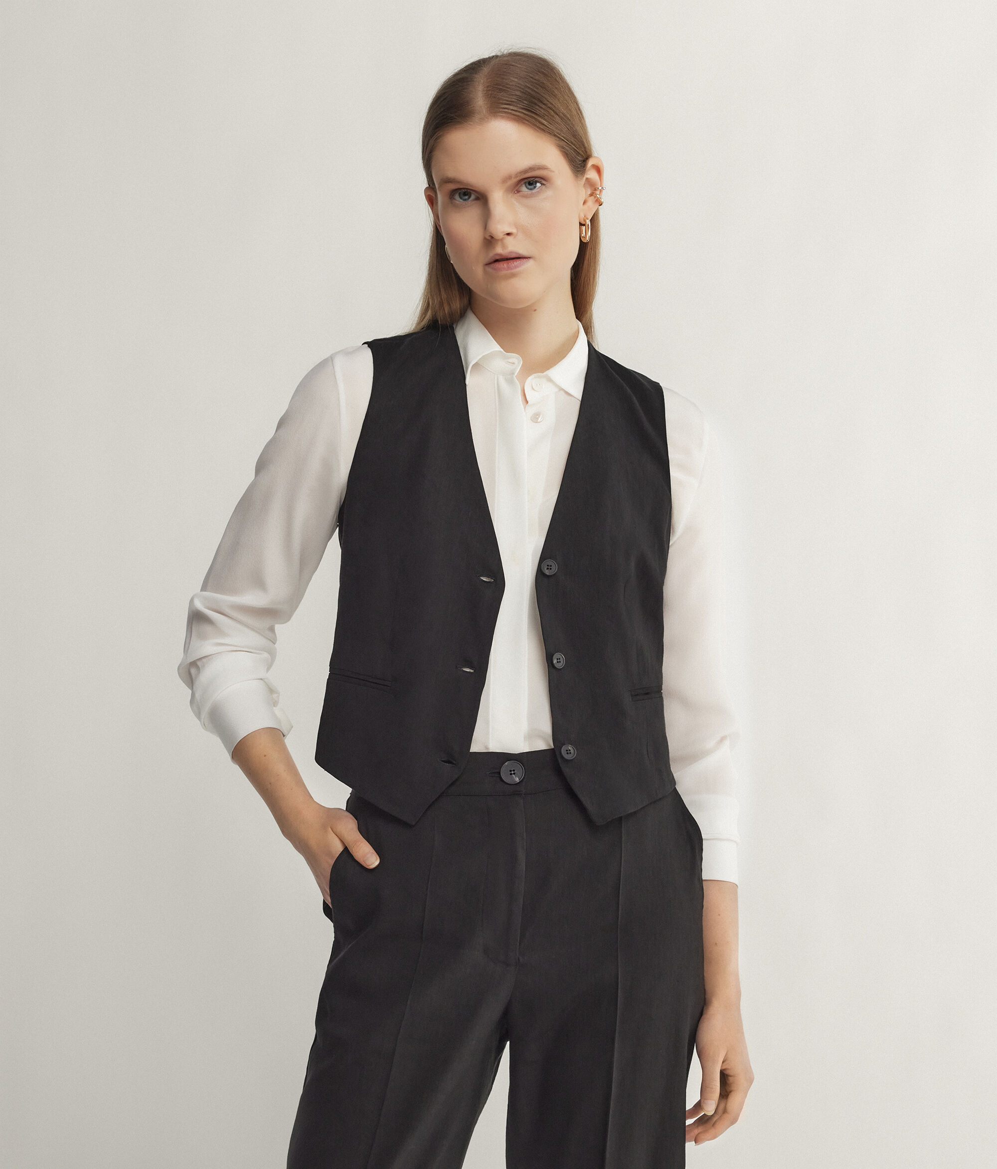 Gilet sans manches en lin et viscose