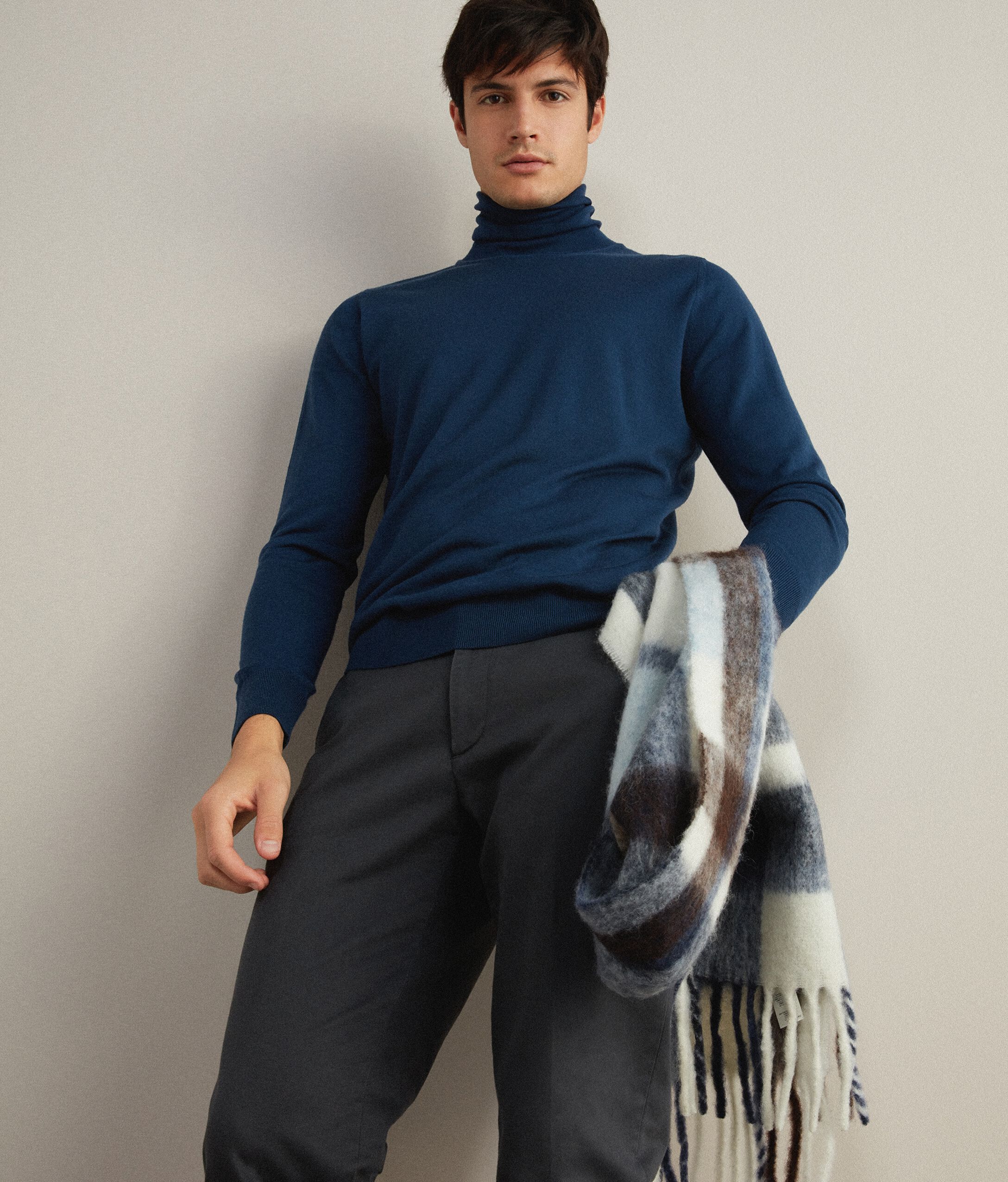 Pull à col roulé en laine mérinos