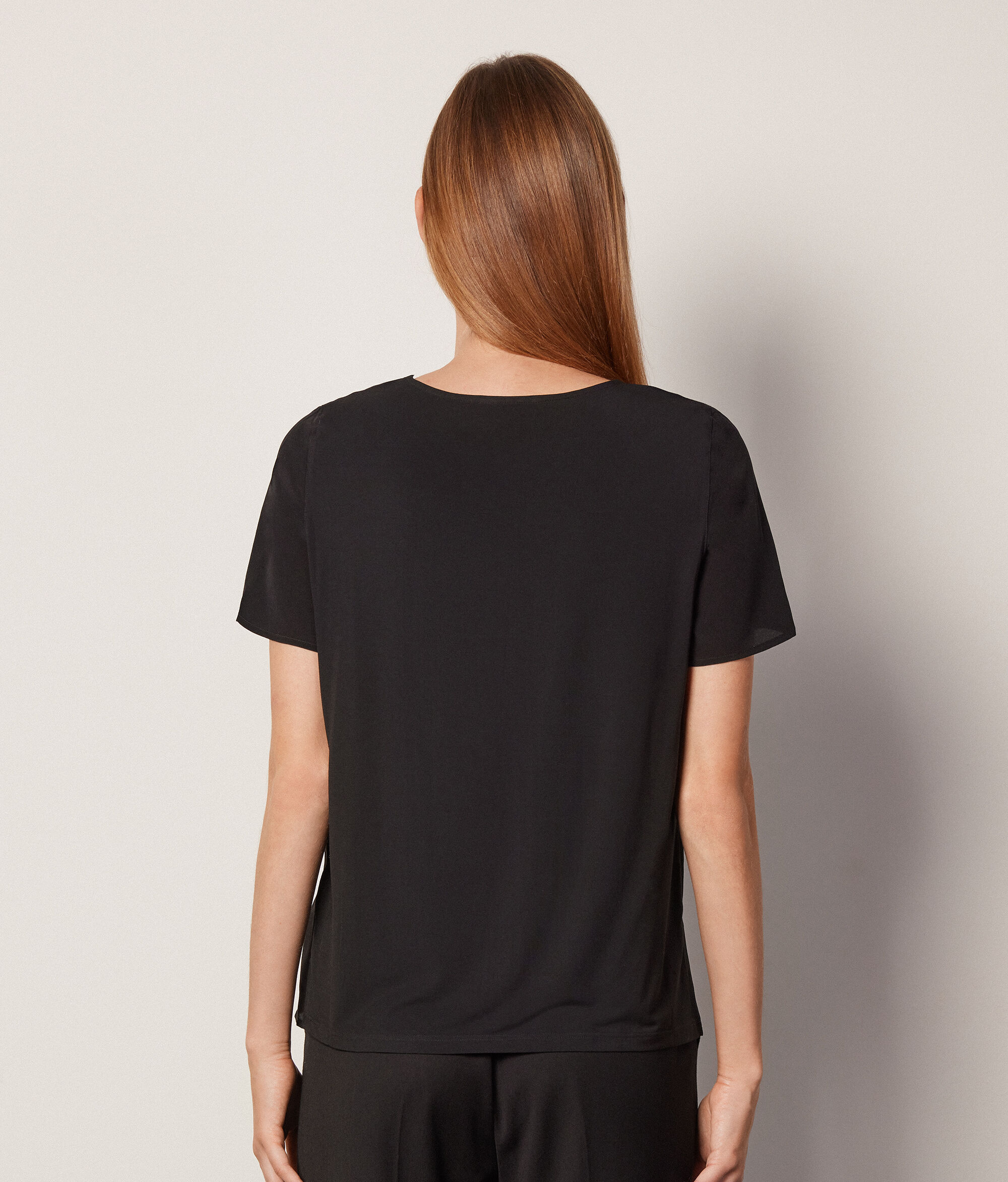 Round-Neck Silk T-Shirt