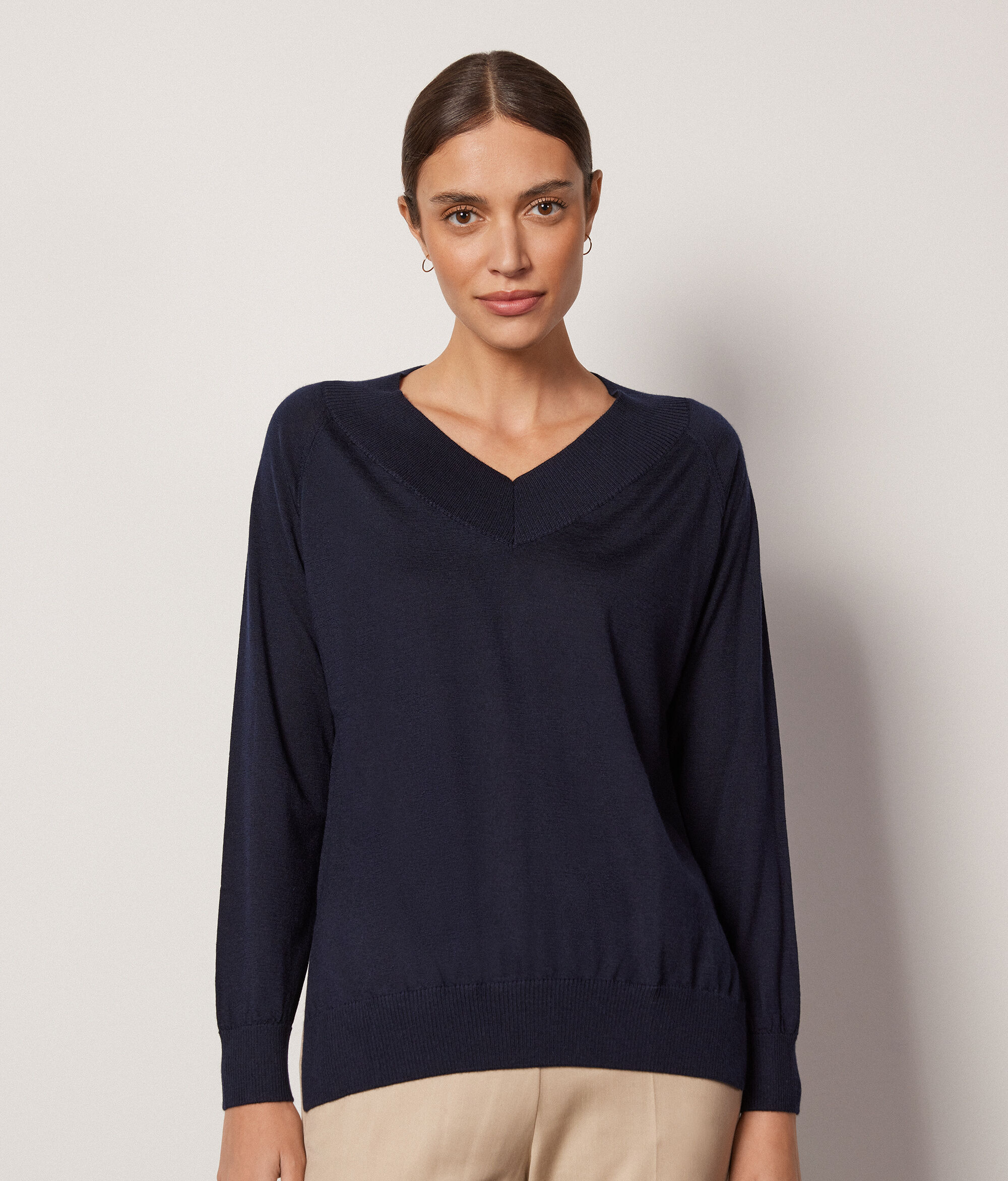 Pull à col V en cachemire ultra-fin