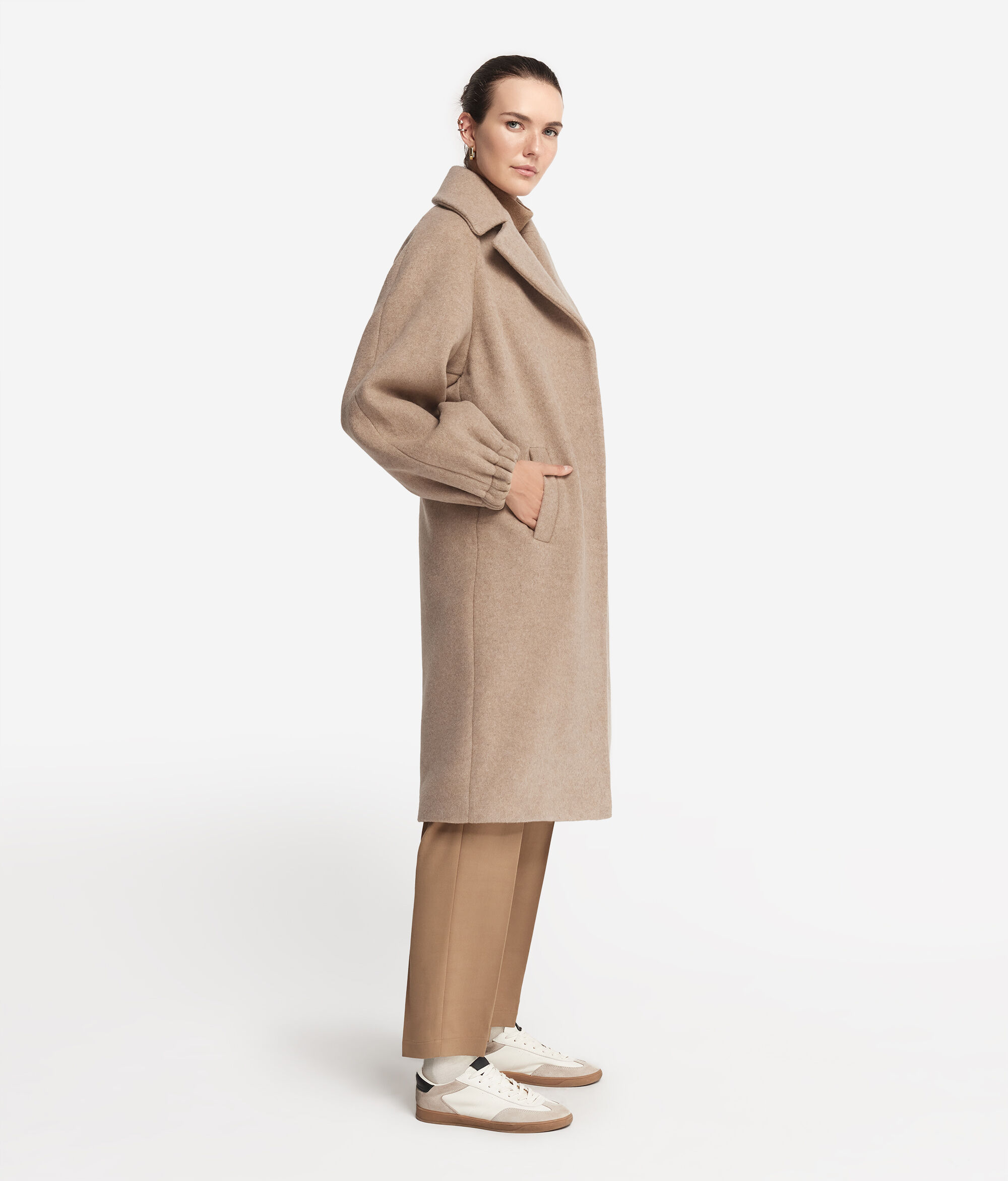 Cappotto con Manica Arriccio in Cashmere