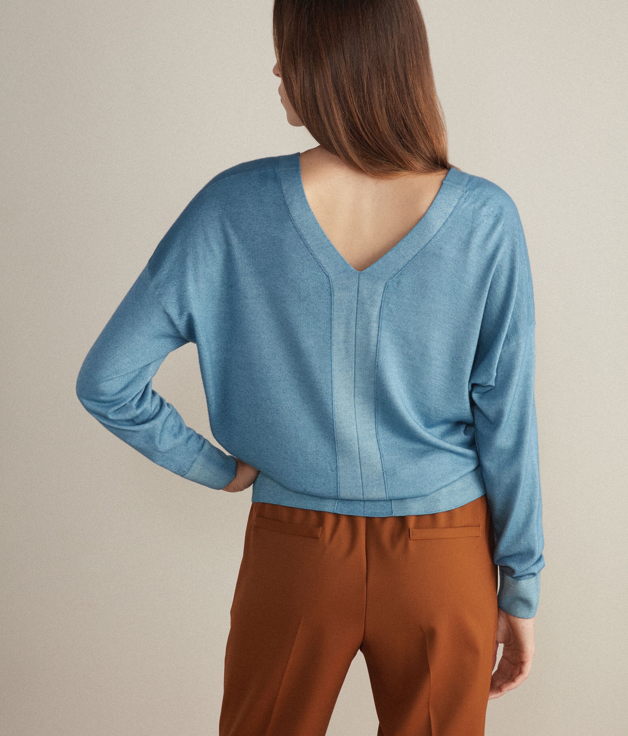 Oversize-Pullover aus Kaschmir Ultrafine mit V-Ausschnitt