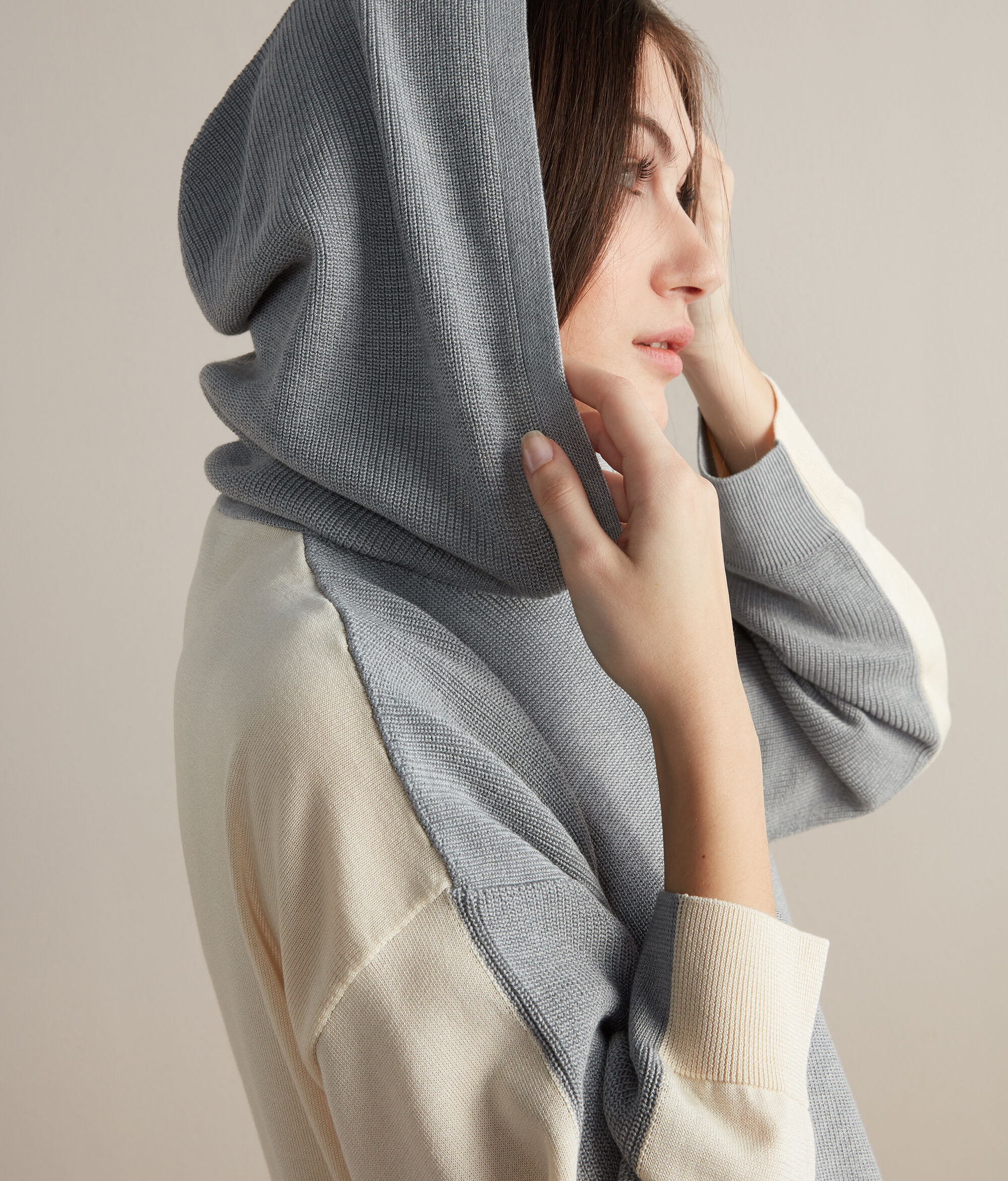 Kapuzensweatshirt aus Seide und Baumwolle