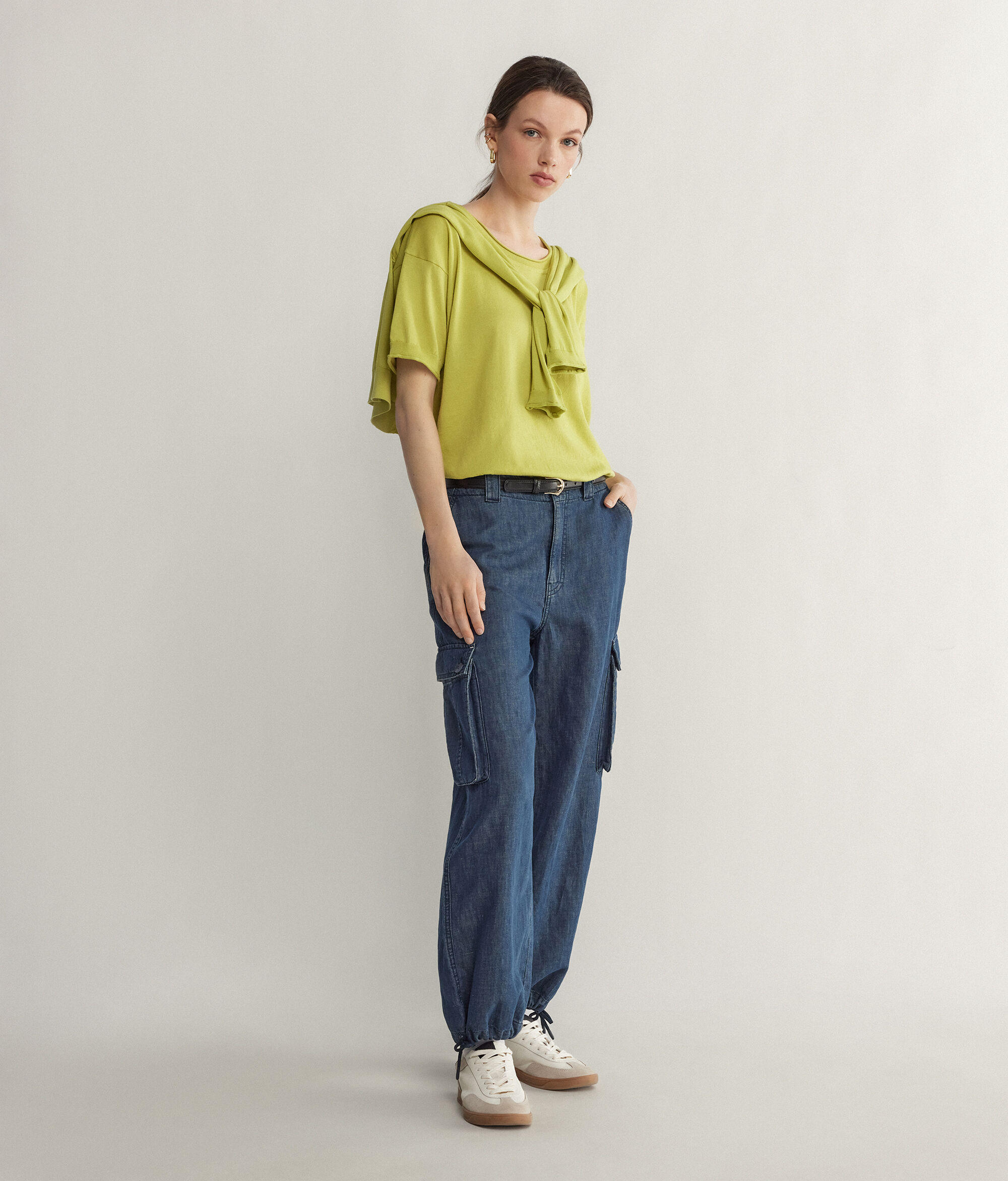 Short-Sleeved Round-Neck Cotton Jumper