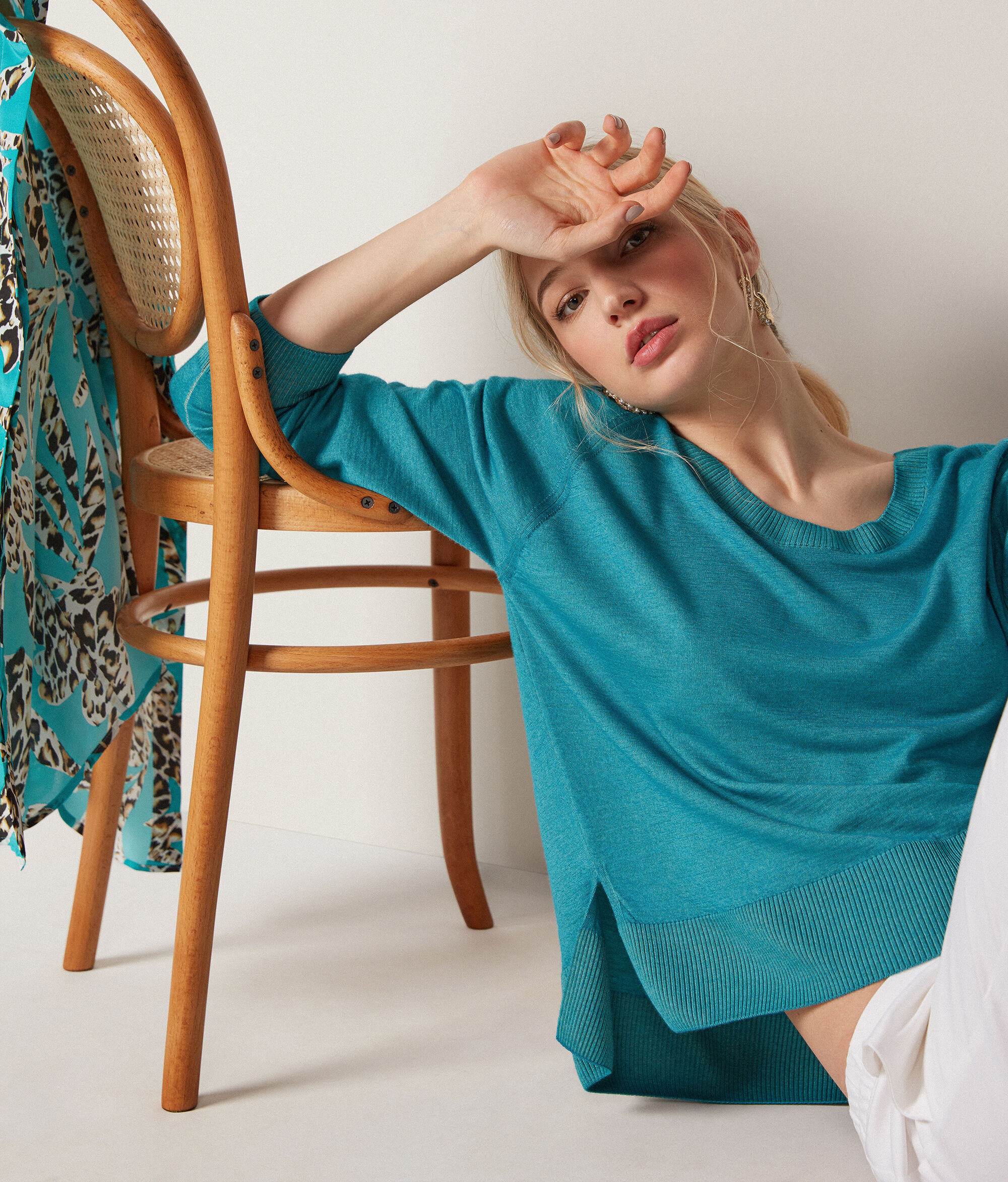 Pull avec décolleté en U en cachemire ultra-fin