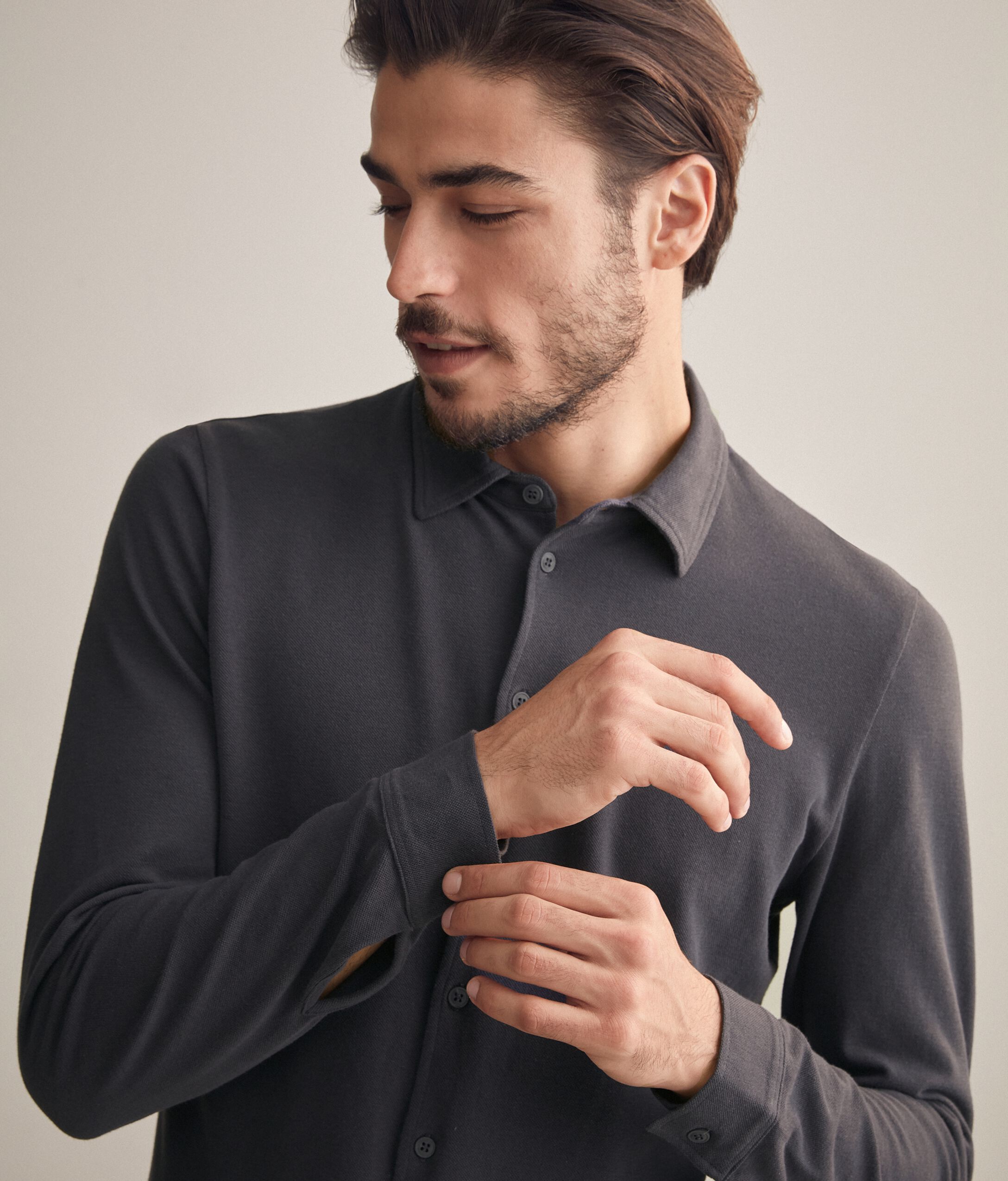 Chemise en piqué coton et soie