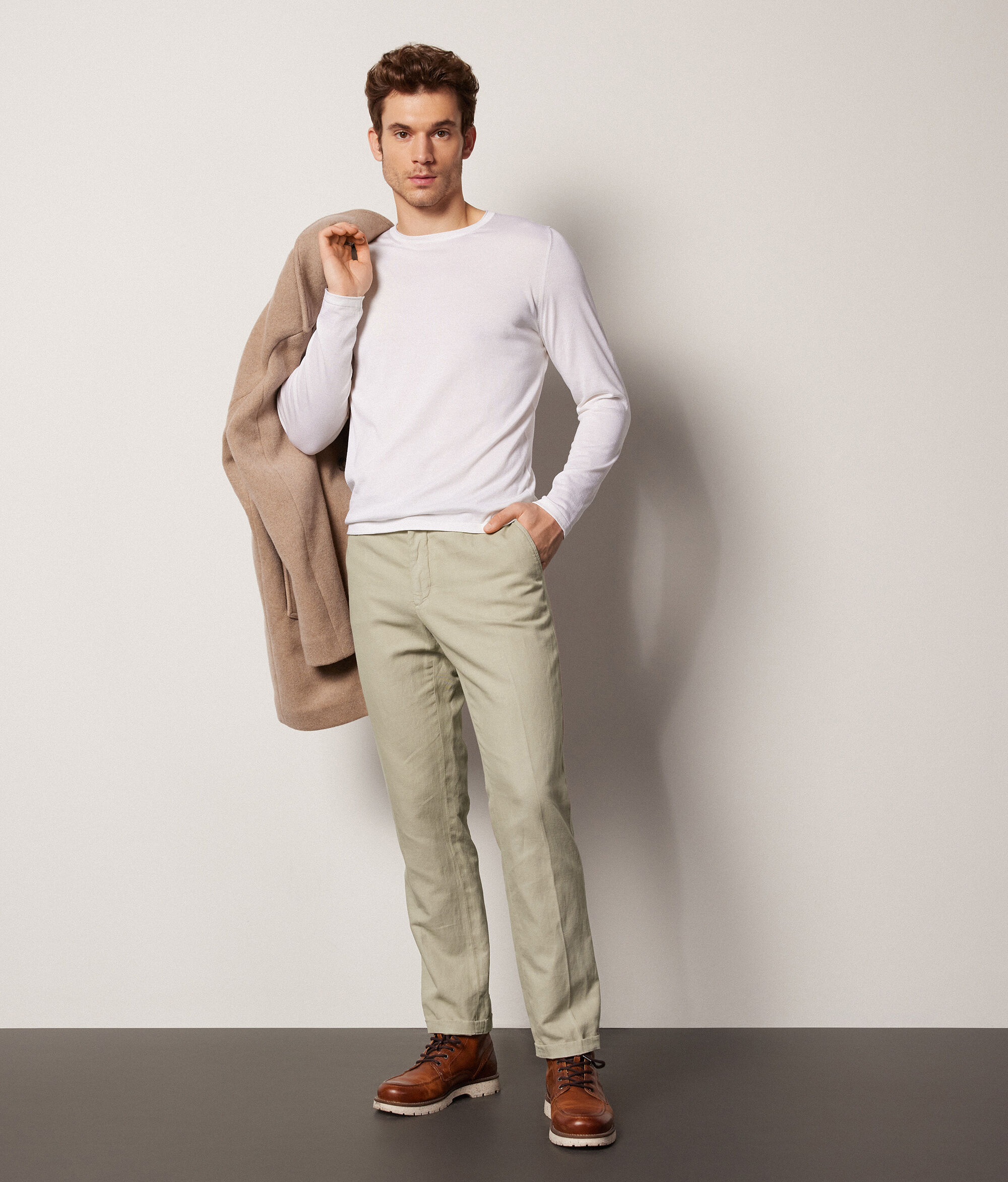 Pantalon chino en lin et coton