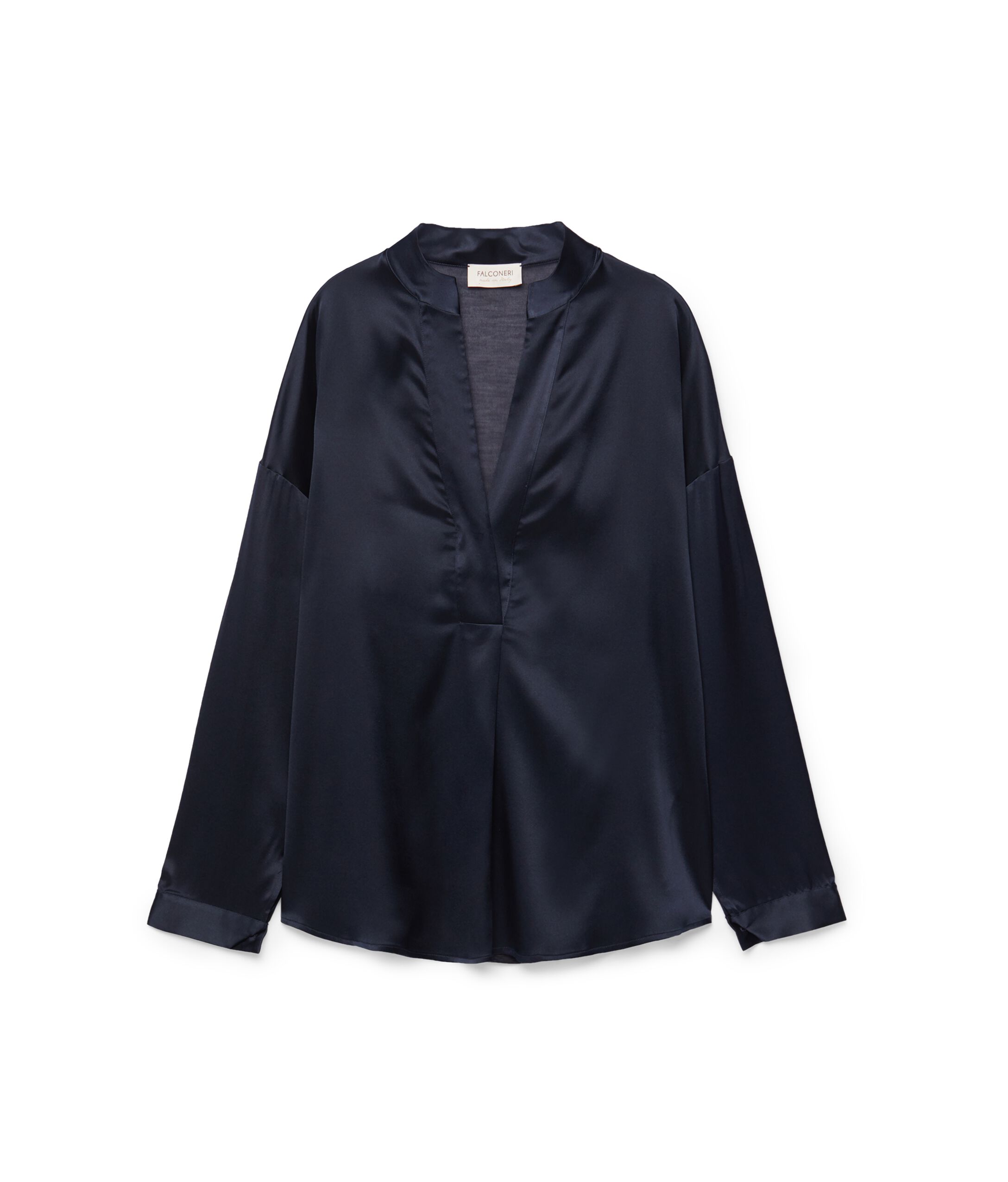 Camicia Collo Coreana Colore Blu Navy