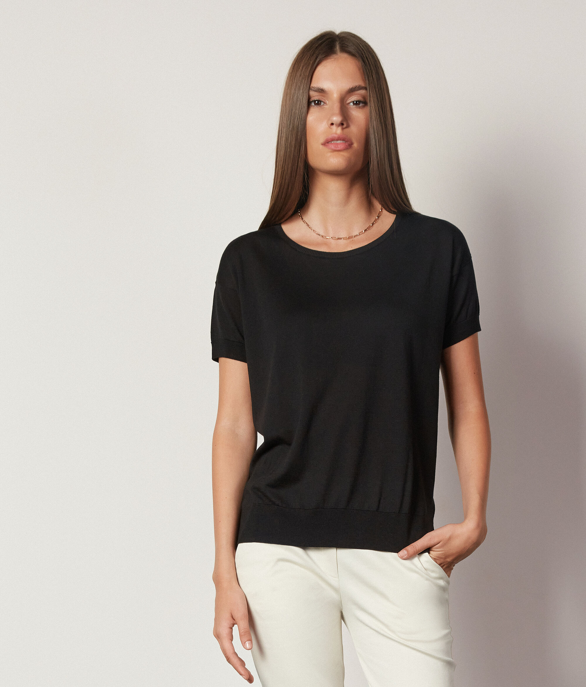 Maglia Girocollo in Seta e Cotone