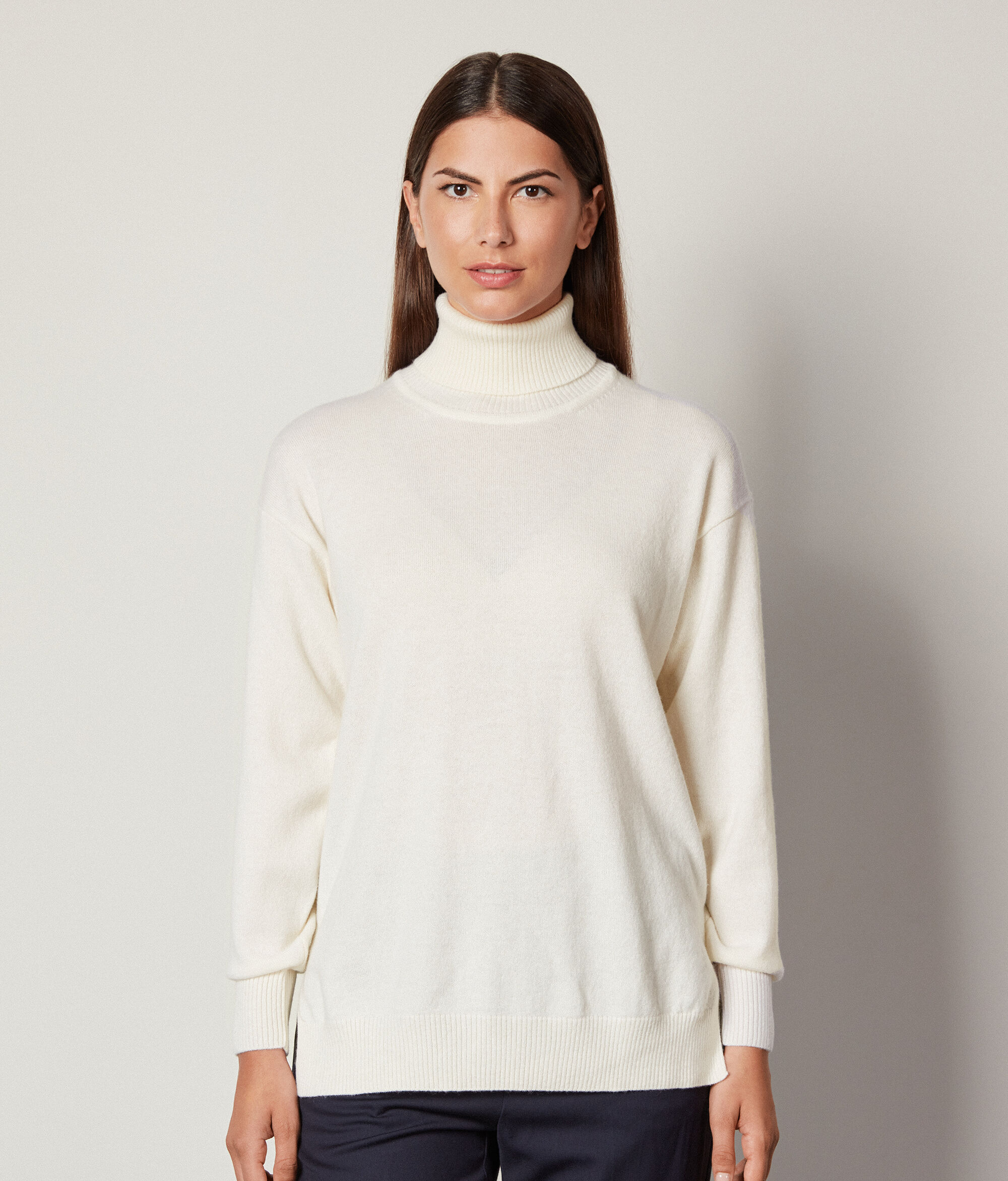 Ultrasoft Cashmere Turtleneck Sweater with Slits