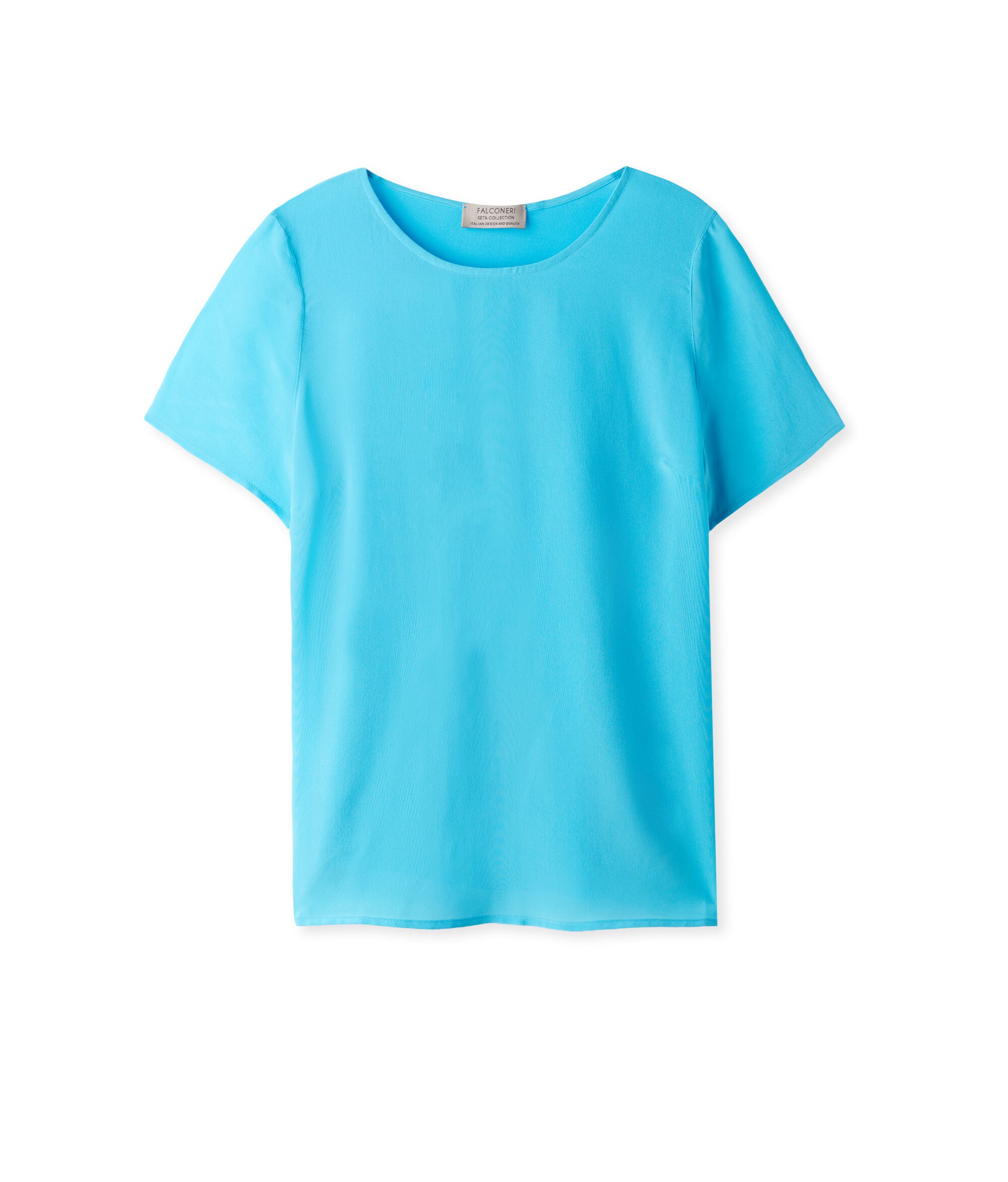 Tricou din mătase cu guler la baza gâtului