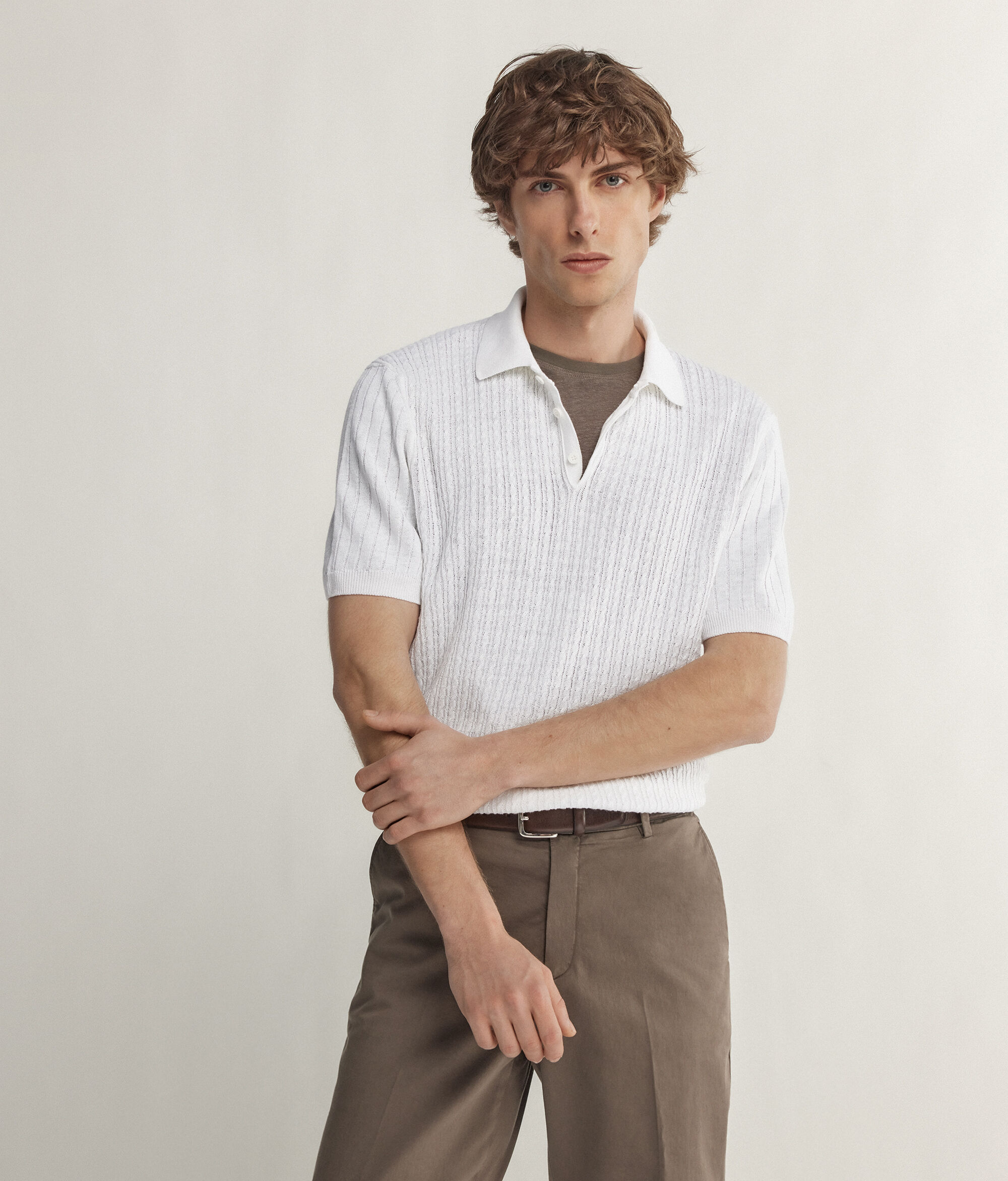 Polo a Maniche Corte con Trecce e Coste