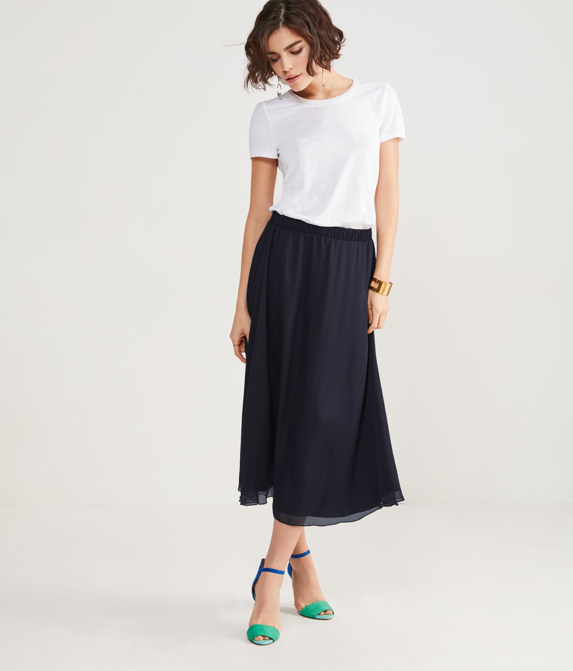 Jupe longue georgette de soie