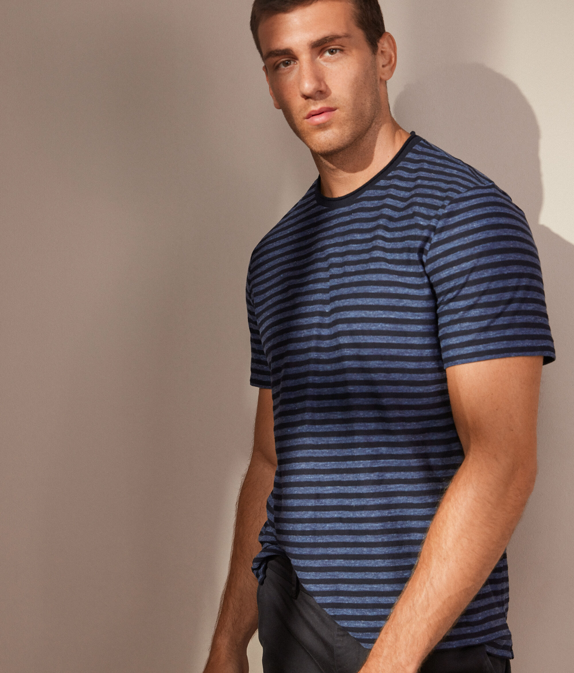 Two-Tone Striped Jersey T-Shirt