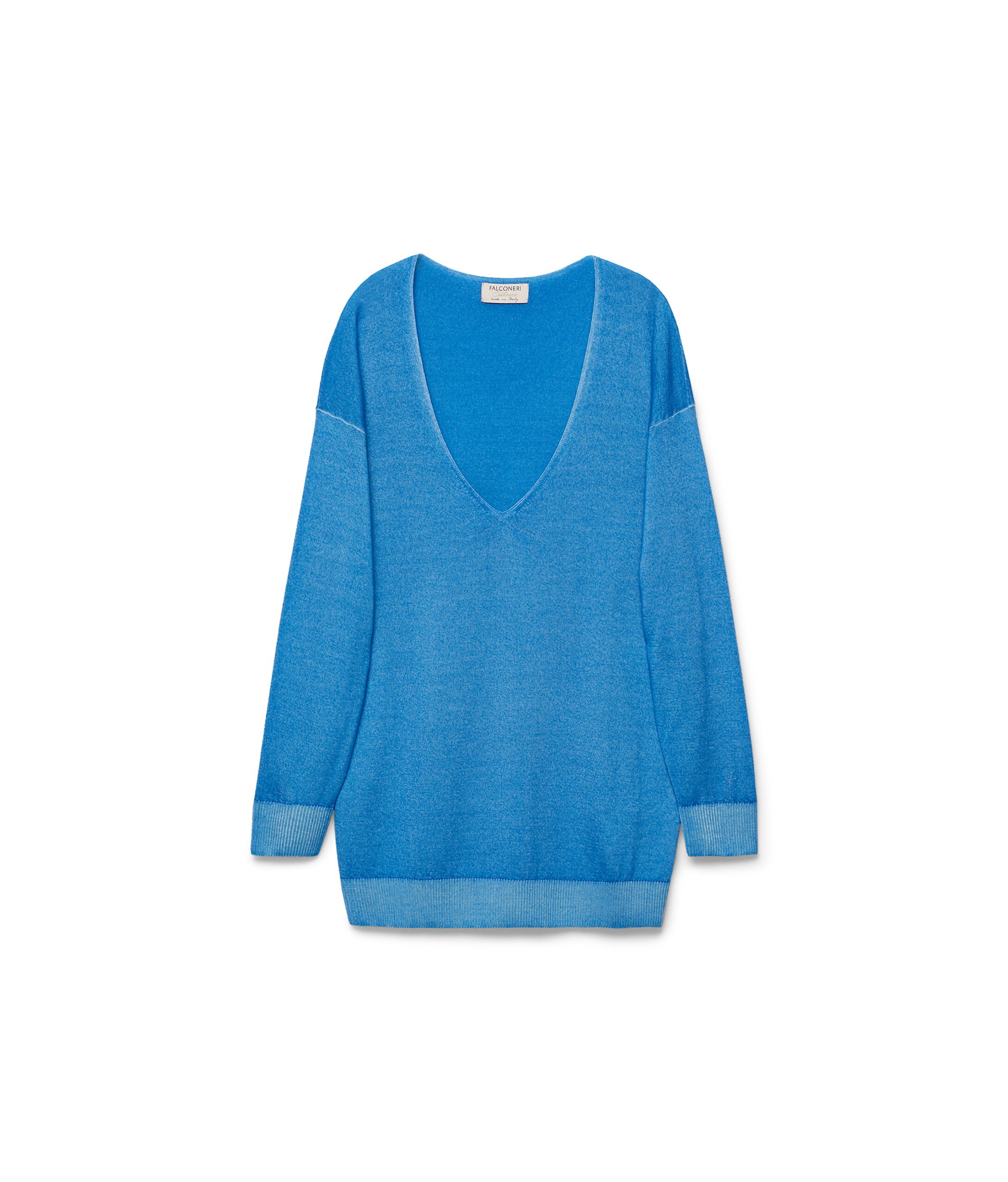 Maximaglia Scollo V in Cashmere Ultrafine Colore Cielo