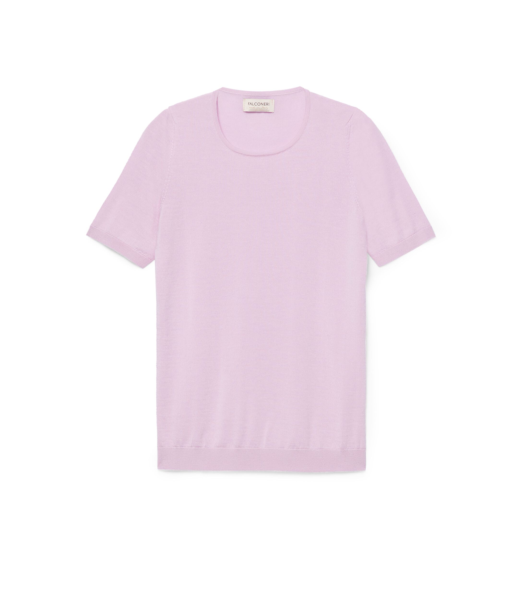 Round-Neck Short-Sleeve Ultrafine Cashmere Top Colore Light Mauve