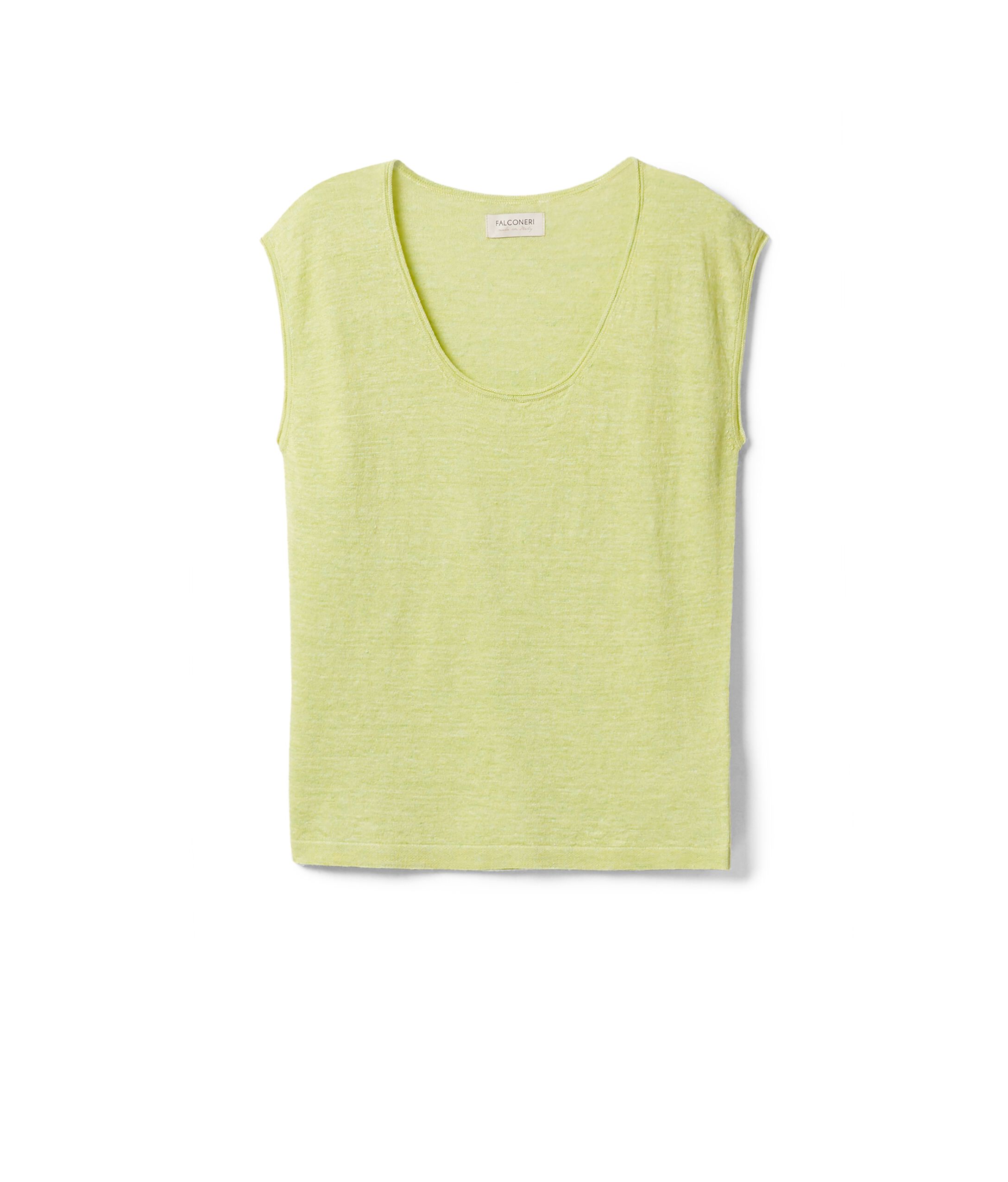 T-shirt à Col Ample en Lin