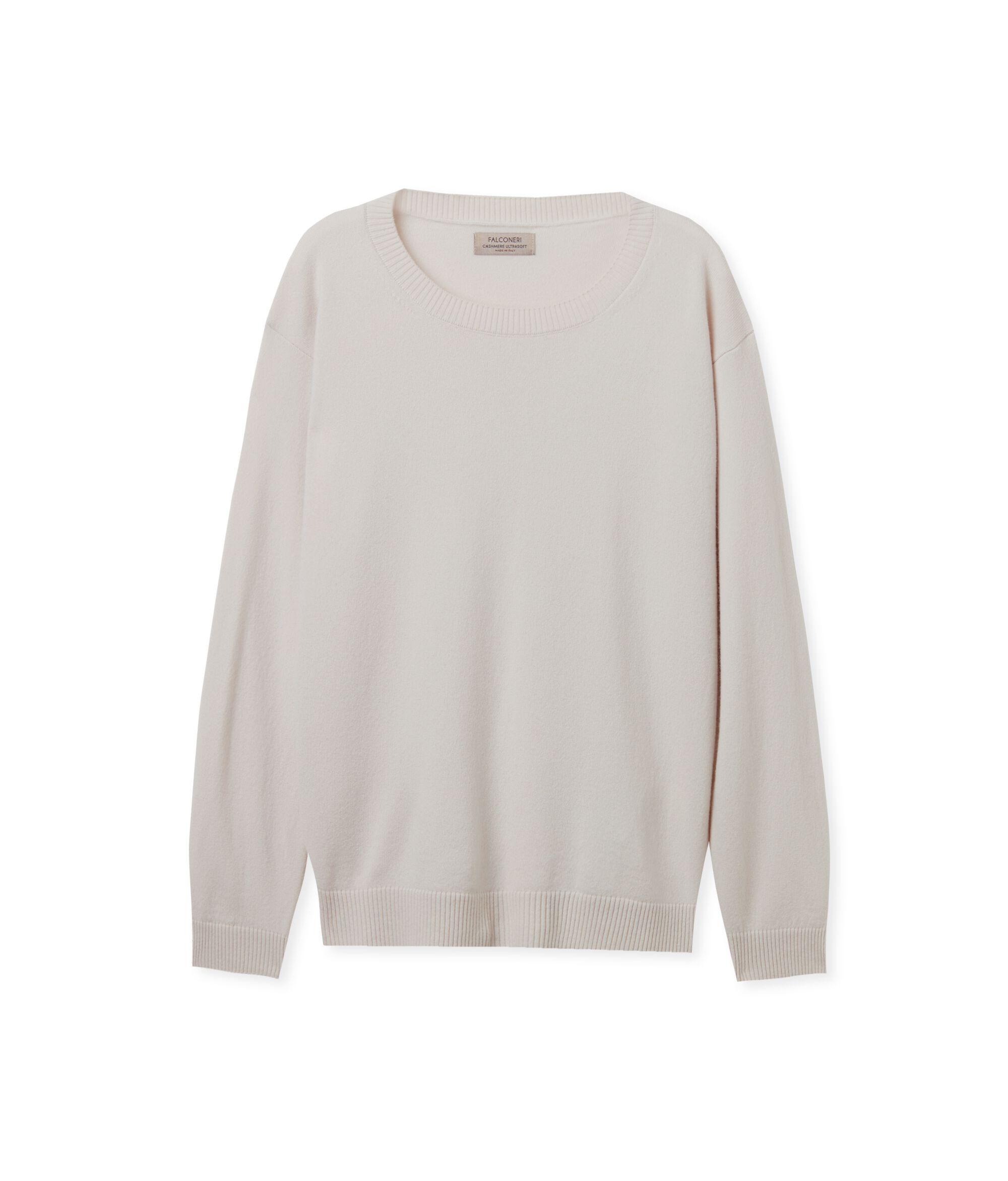 Pullover mit U-Boot-Ausschnitt aus Kaschmir Ultrasoft Colore Alabasterweiß Light