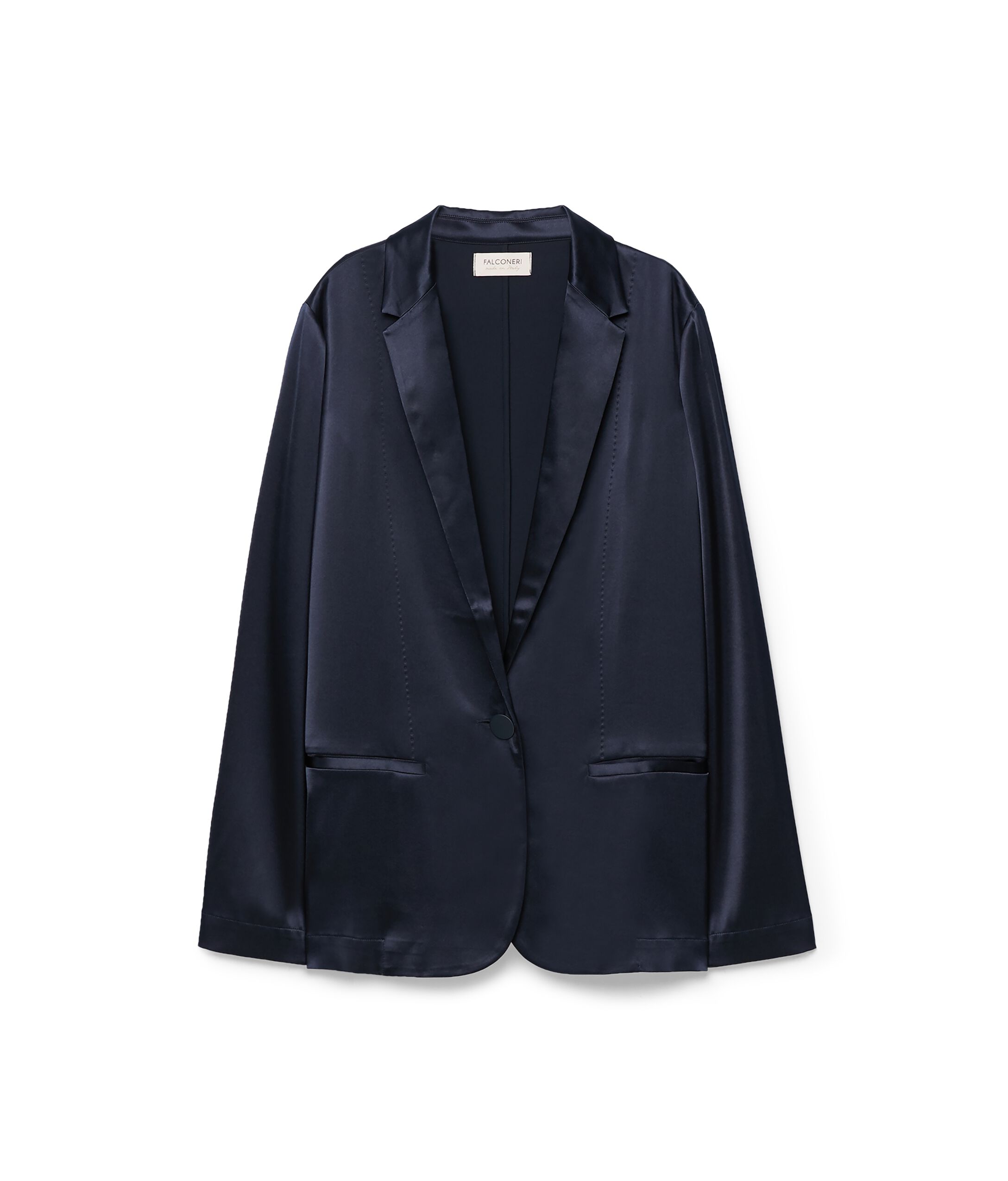 Giacca Seta Colore Blu Navy