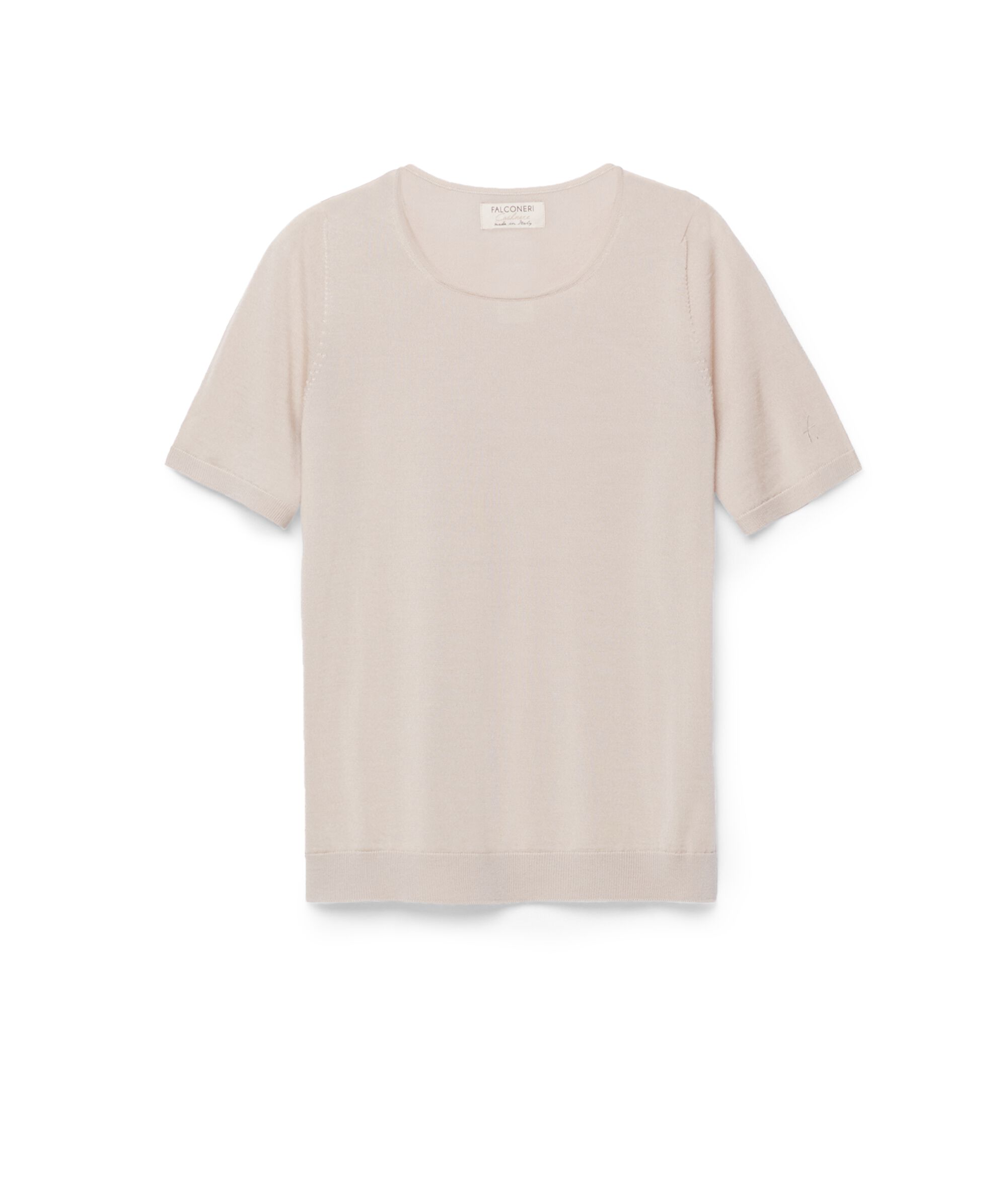 Round-Neck Short-Sleeve Ultrafine Cashmere Top