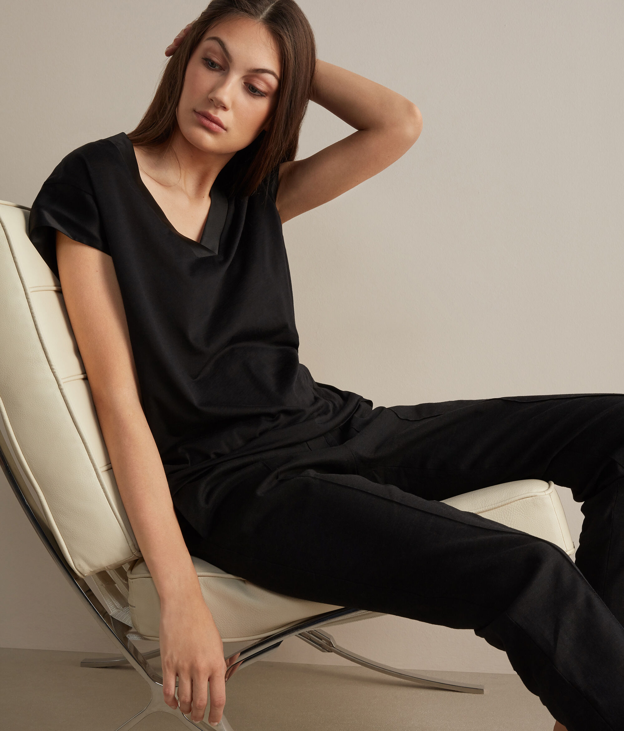 T-Shirt από Μετάξι Fresh με Σατέν Περίγραμμα
