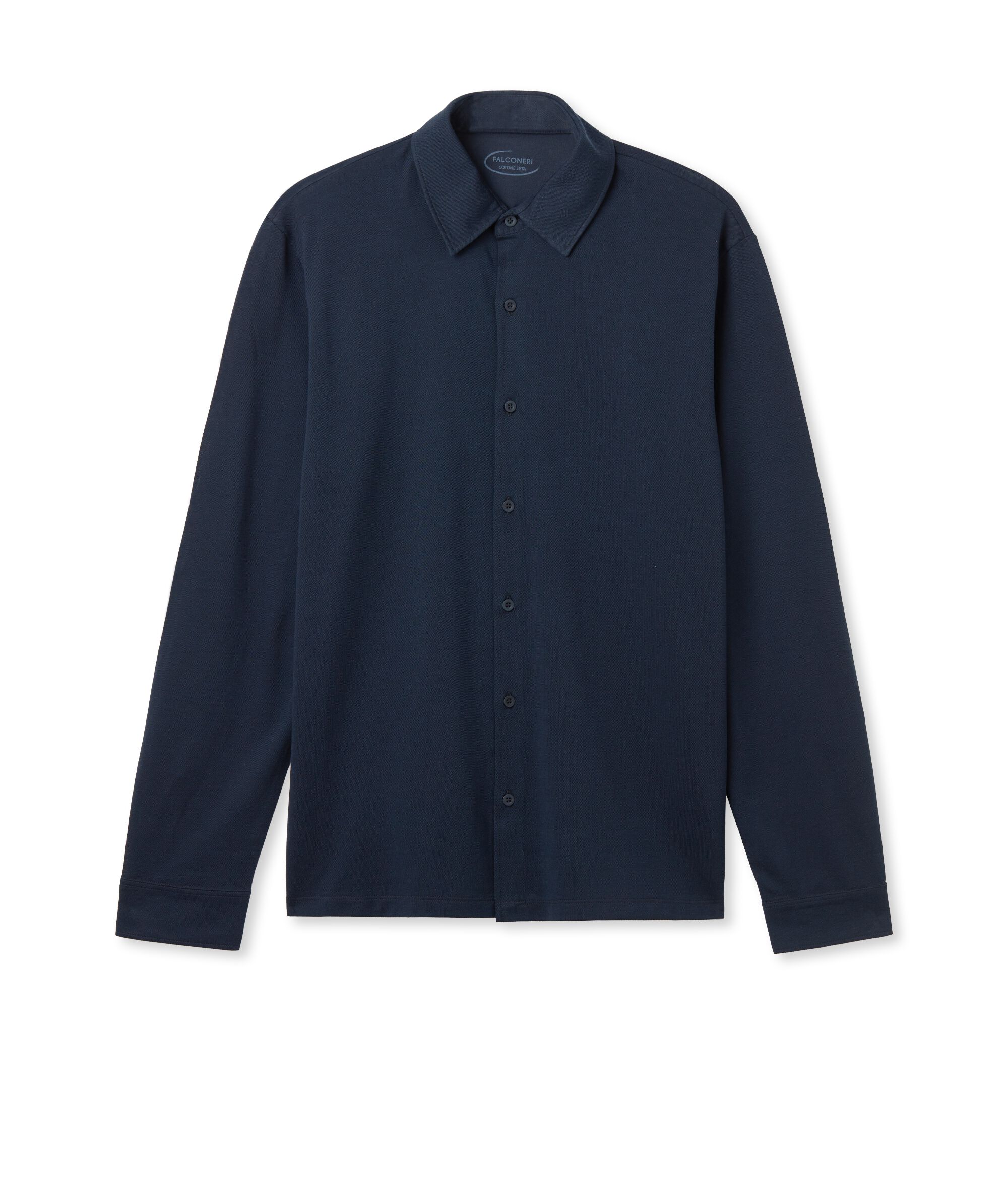 Camicia a Maniche Lunghe in Piquet di Cotone Seta