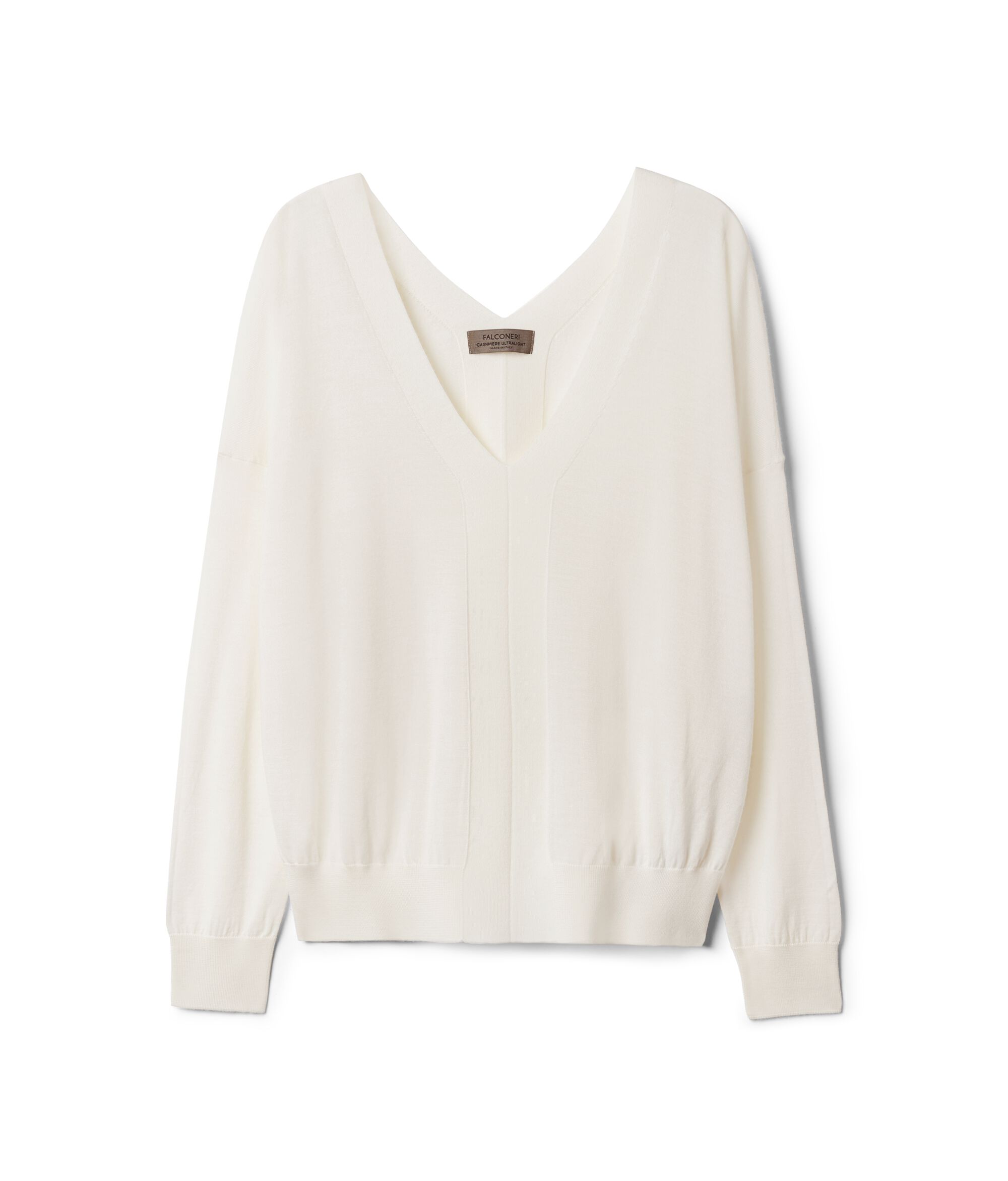 Sweter z dekoltem w serek z kaszmiru Ultrafine Colore Biały