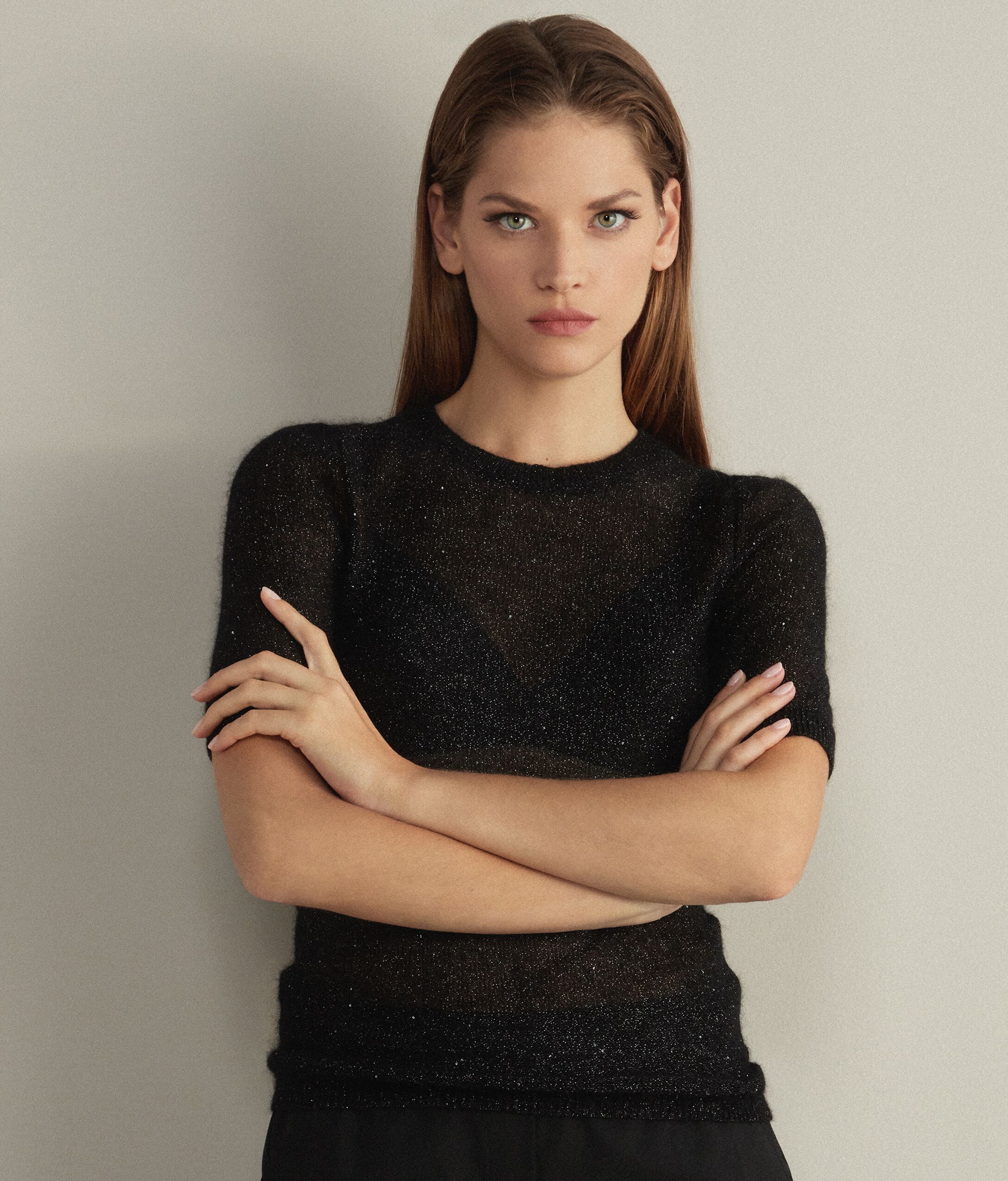 Pull à Col Rond et Micro Paillettes