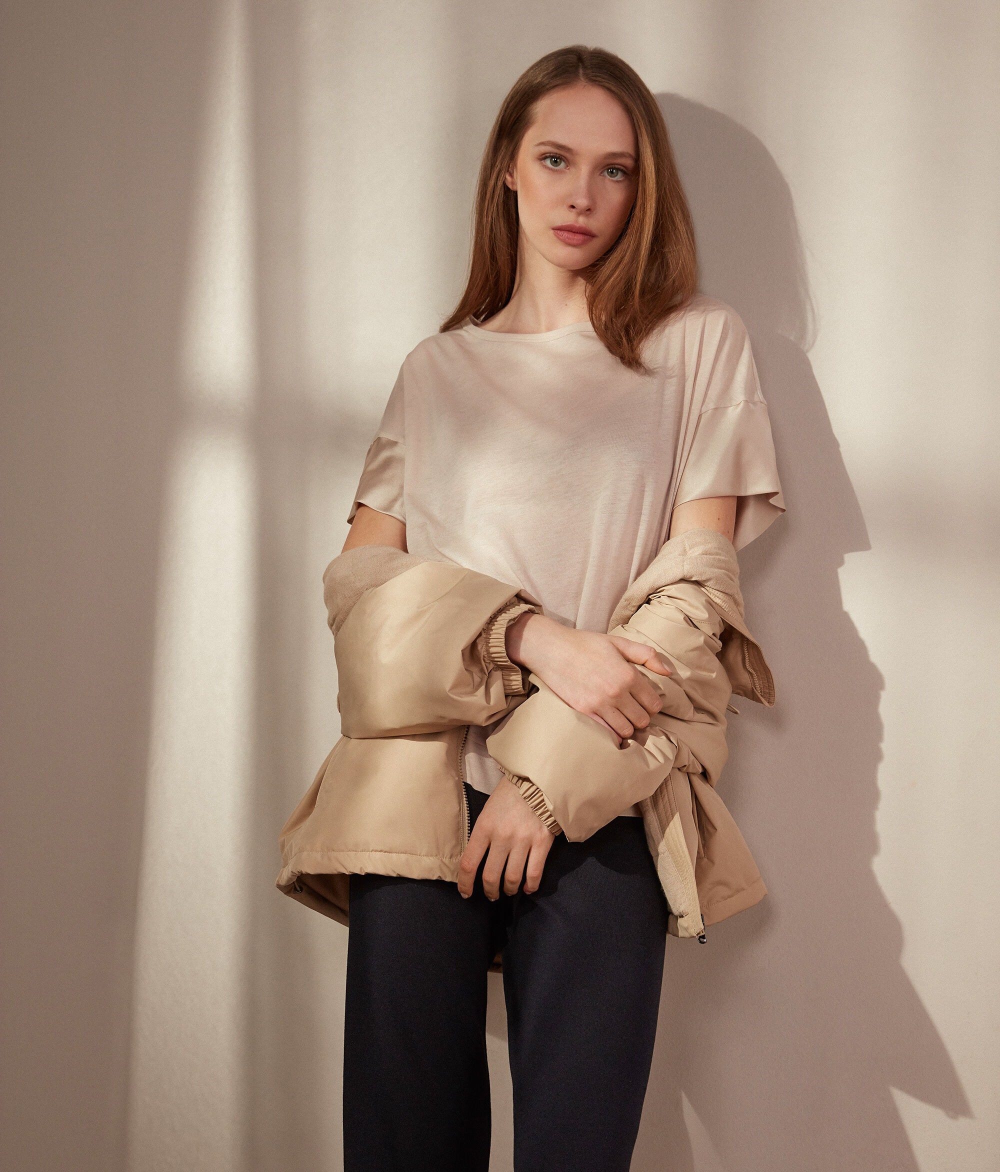 T-Shirt aus Fresh Seide mit Satinärmeln