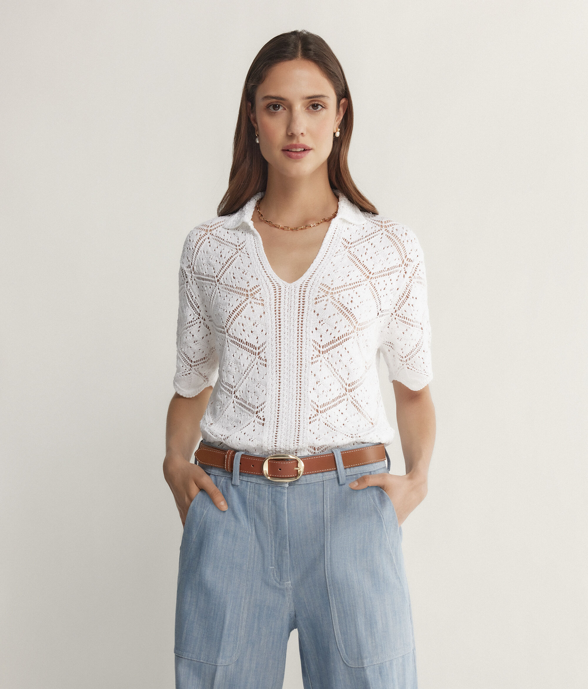 Koszulka polo diamentowy splot