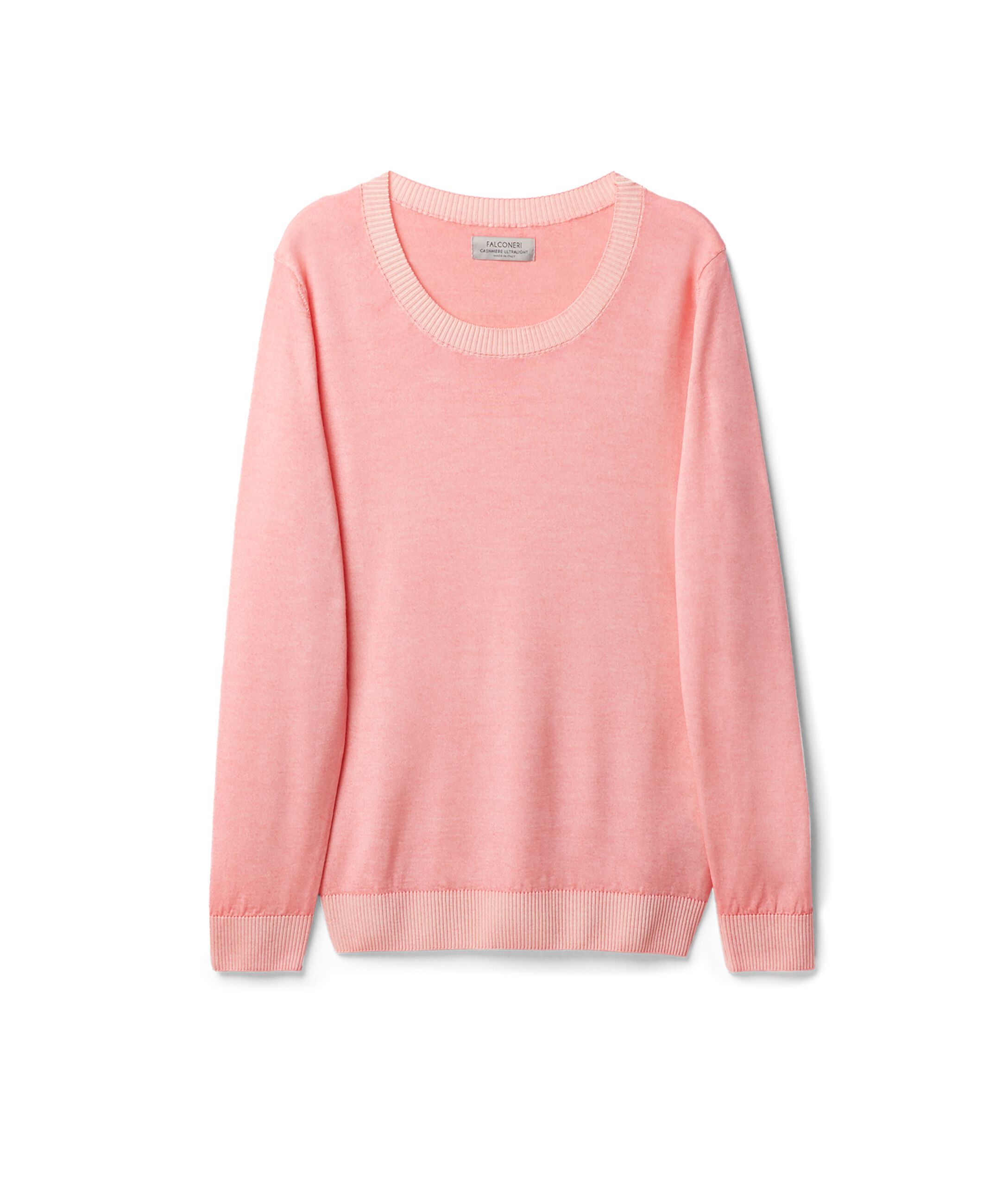 Pull à col bateau en Cachemire ultra-fin Colore Rose Bonbon