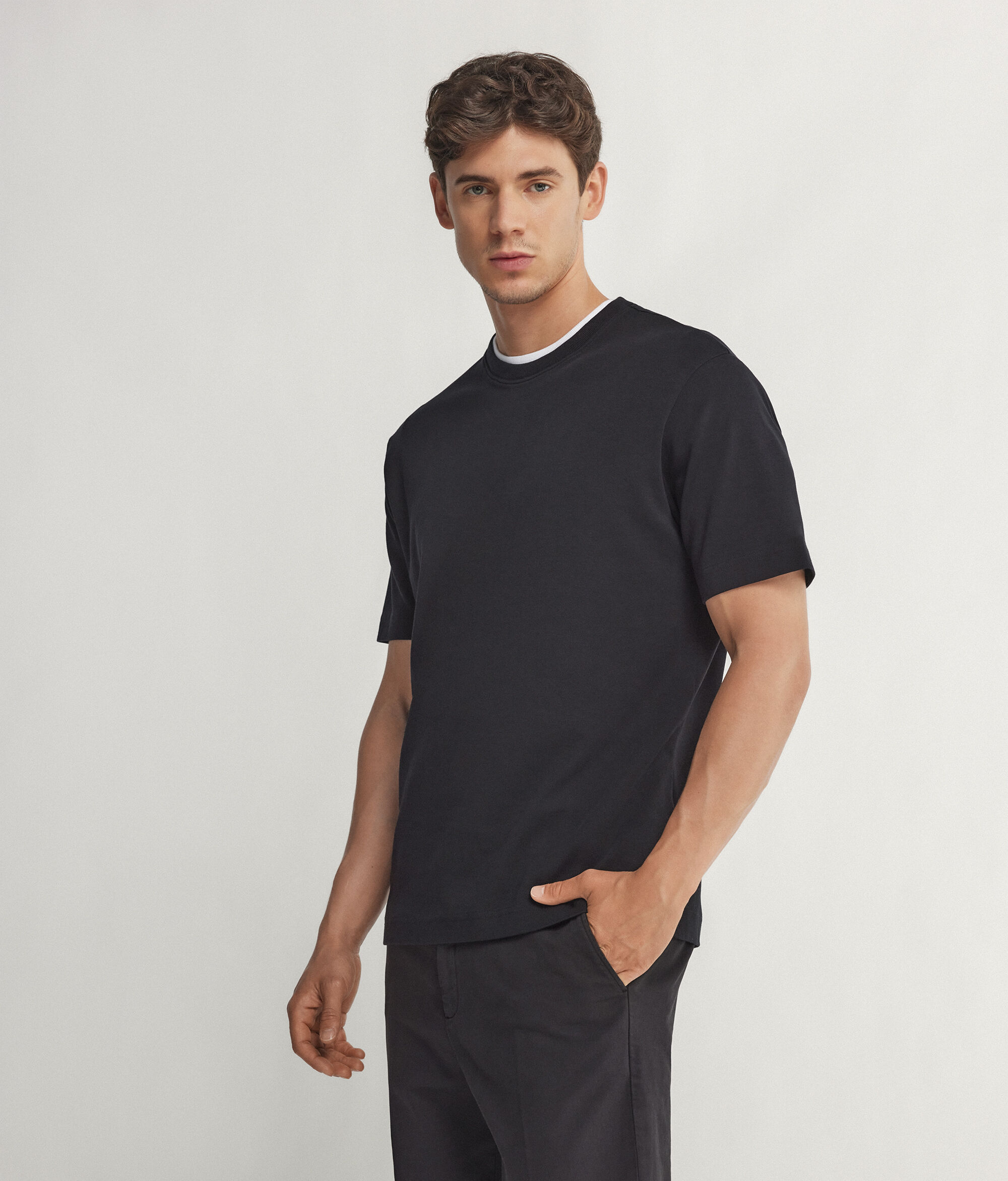 T-shirt με Στρογγυλή Λαιμόκοψη από Βαμβακερό Ζέρσεϊ