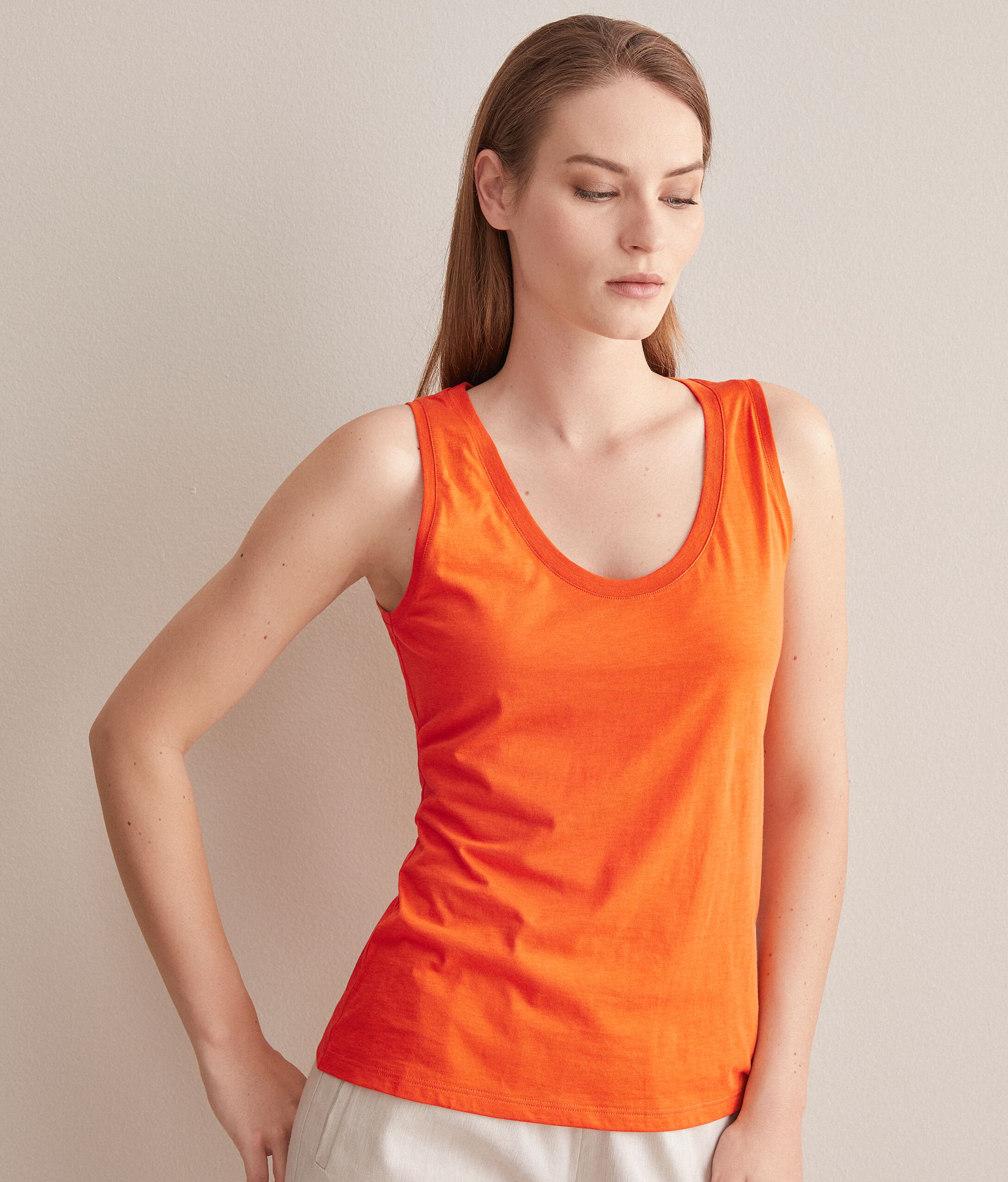 Wide-Neck Fresh Silk Racerback Top